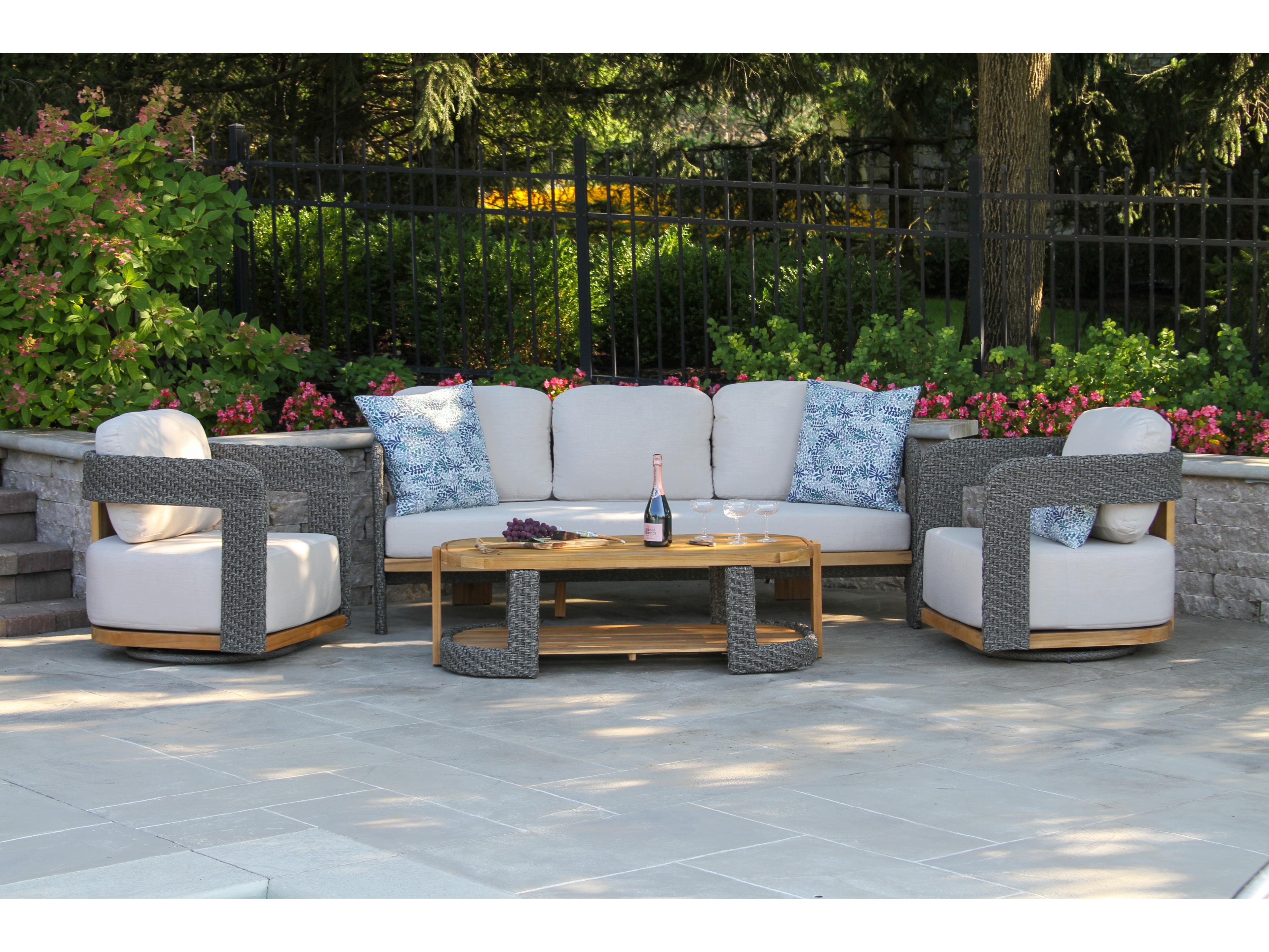Outdoor Interiors Estate Wood Conversation Patio Lounge Set