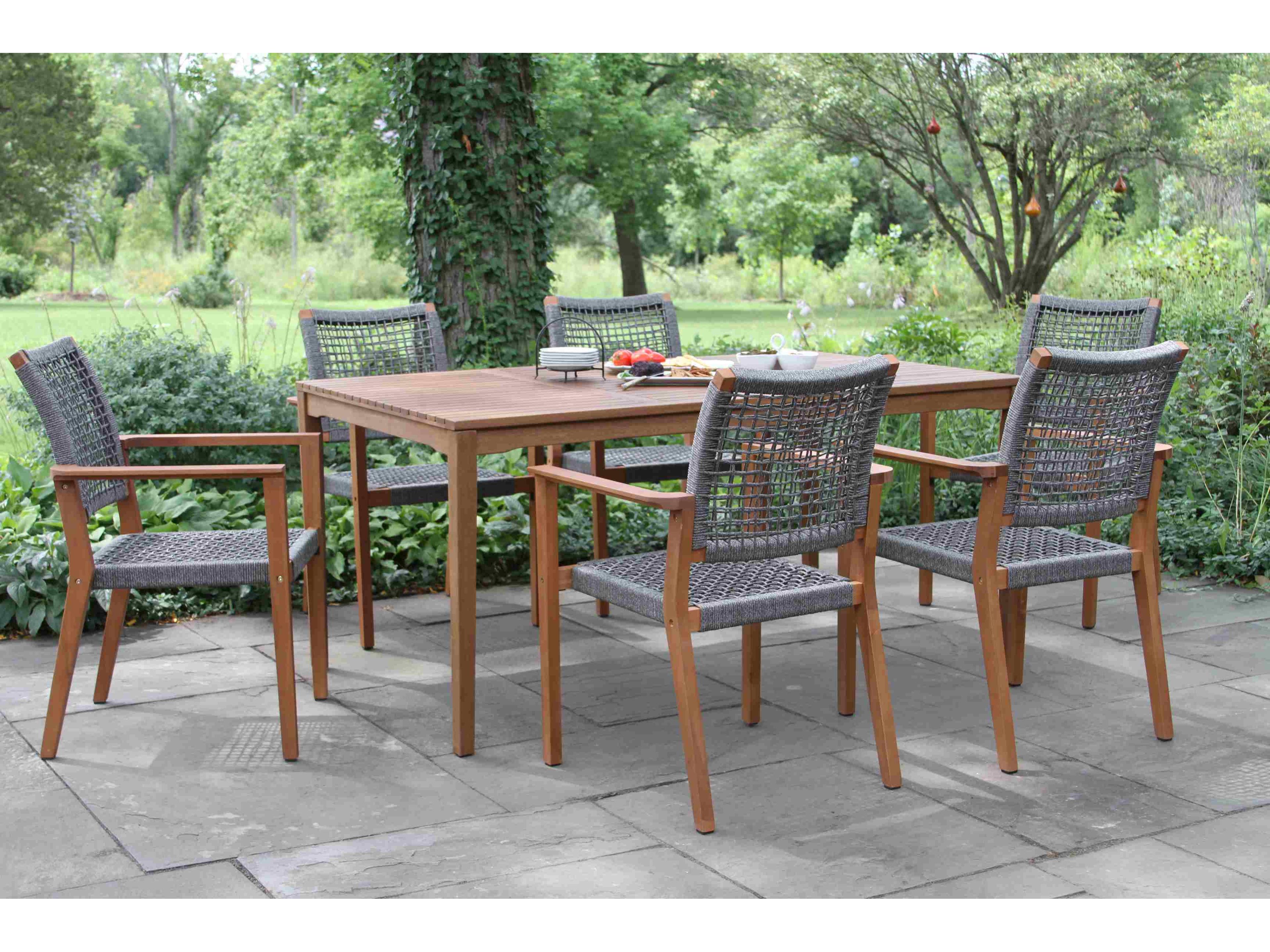 Outdoor Interiors Eucalylptus Wood Dining Set