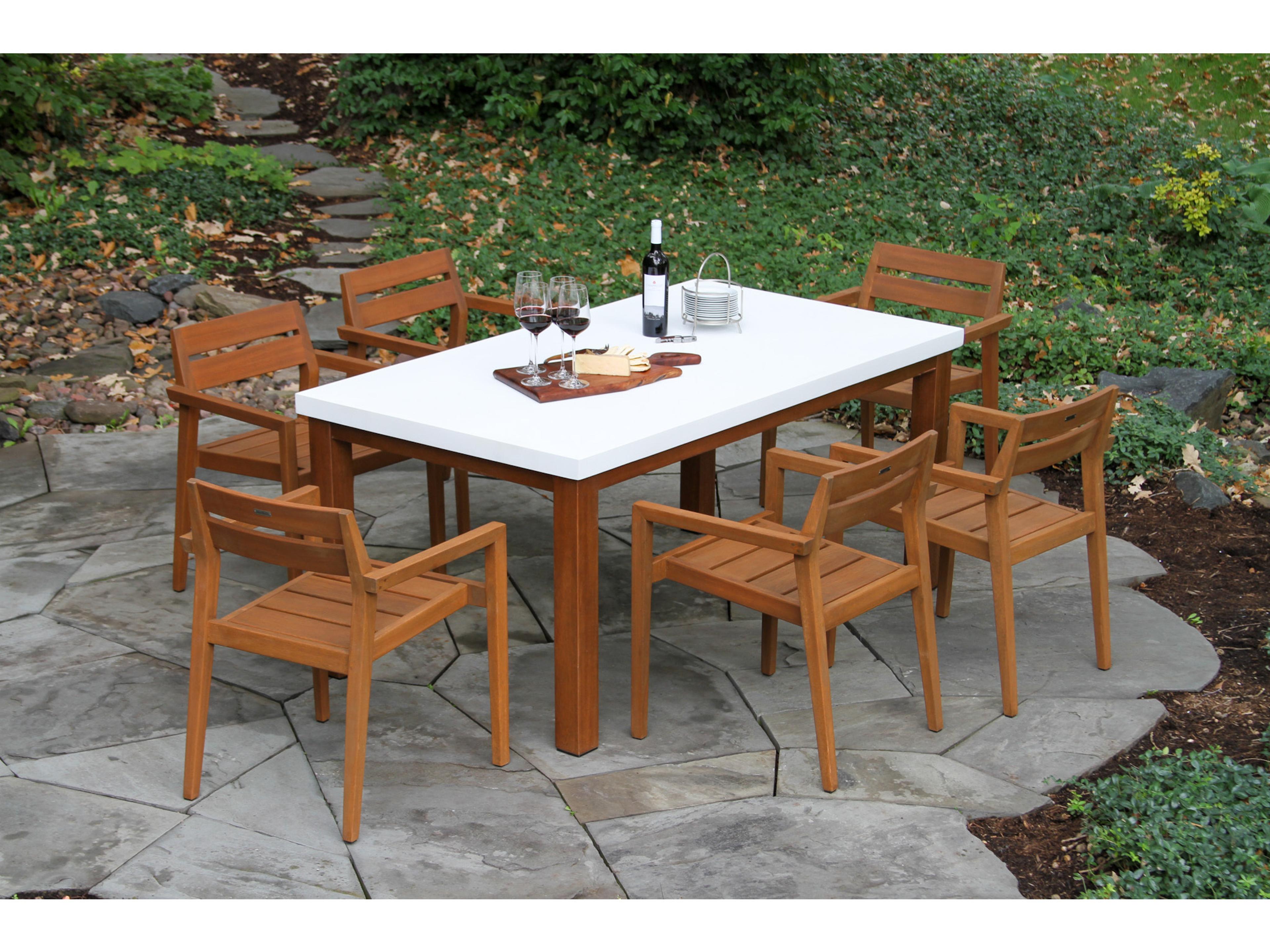 Outdoor Interiors Eucalylptus Wood Dining Set