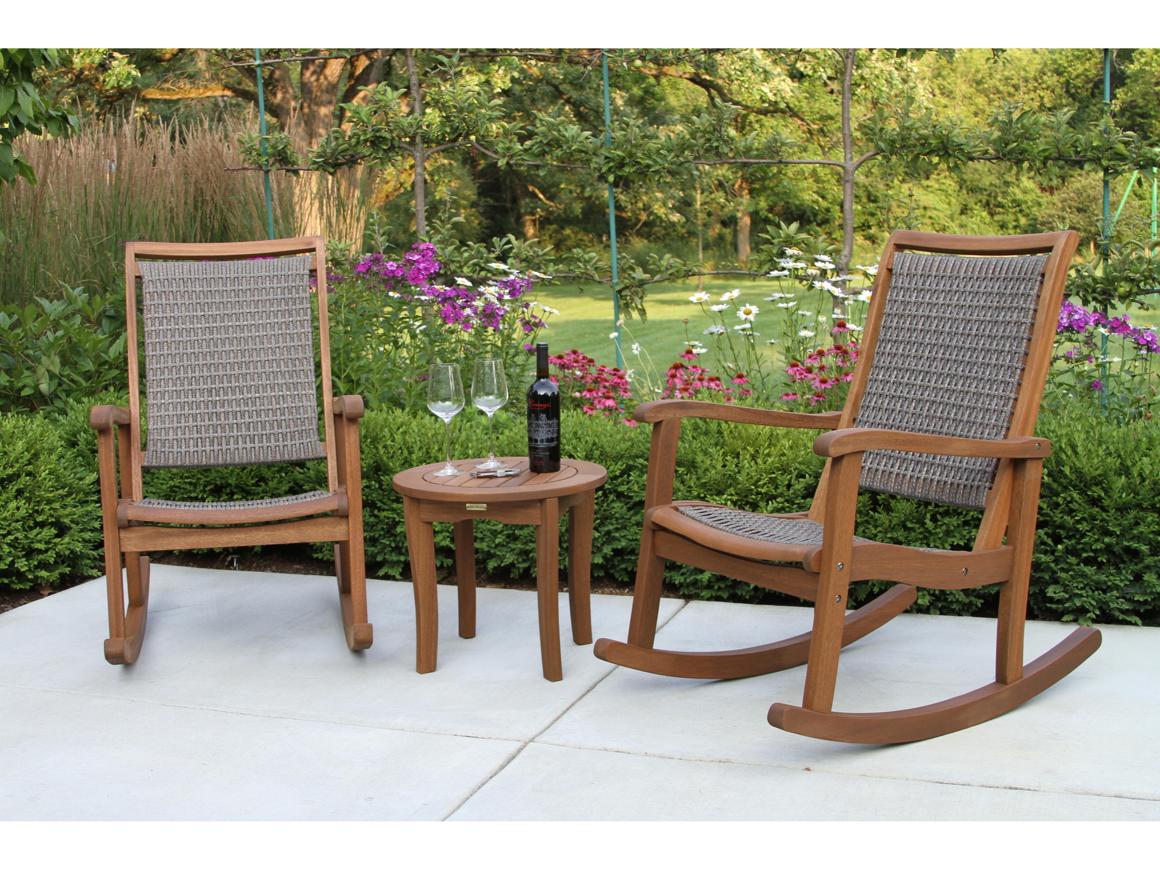 Outdoor Interiors Eucalylptus Wood Rope Lounge Set