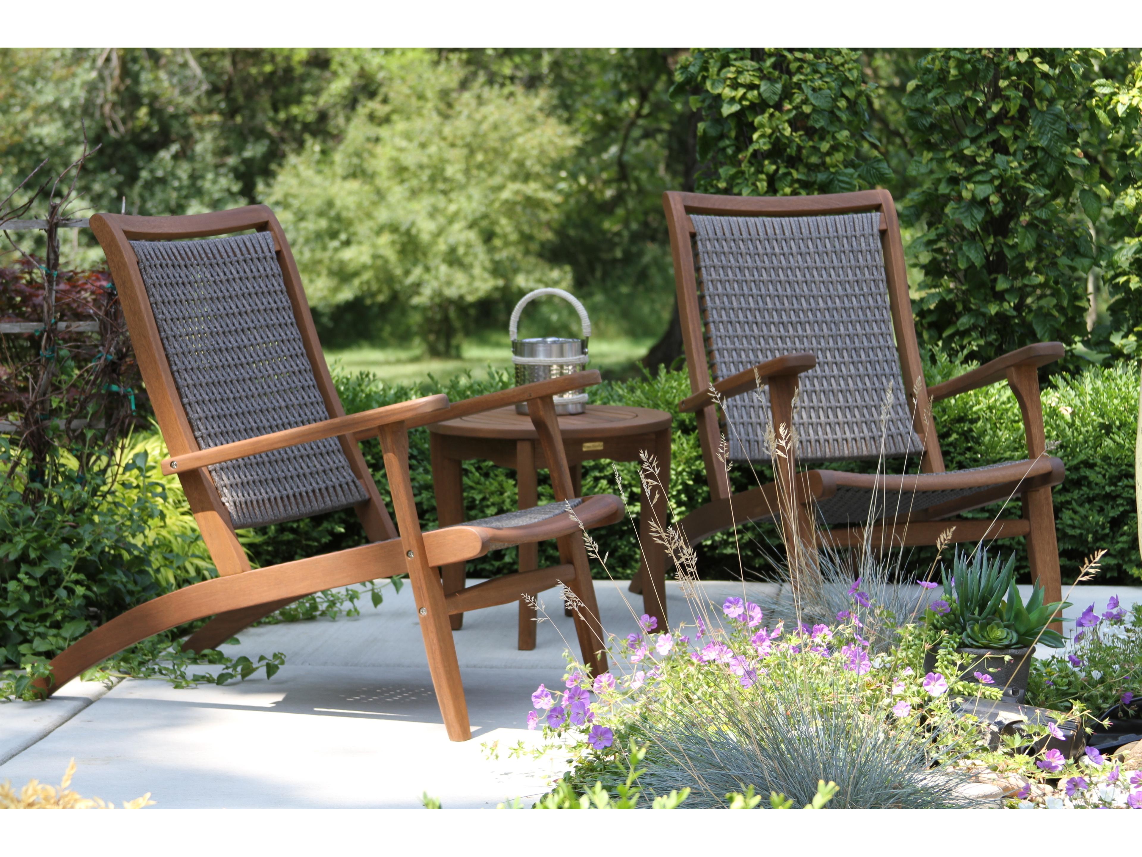Outdoor Interiors Eucalylptus Wood Rope Lounge Set