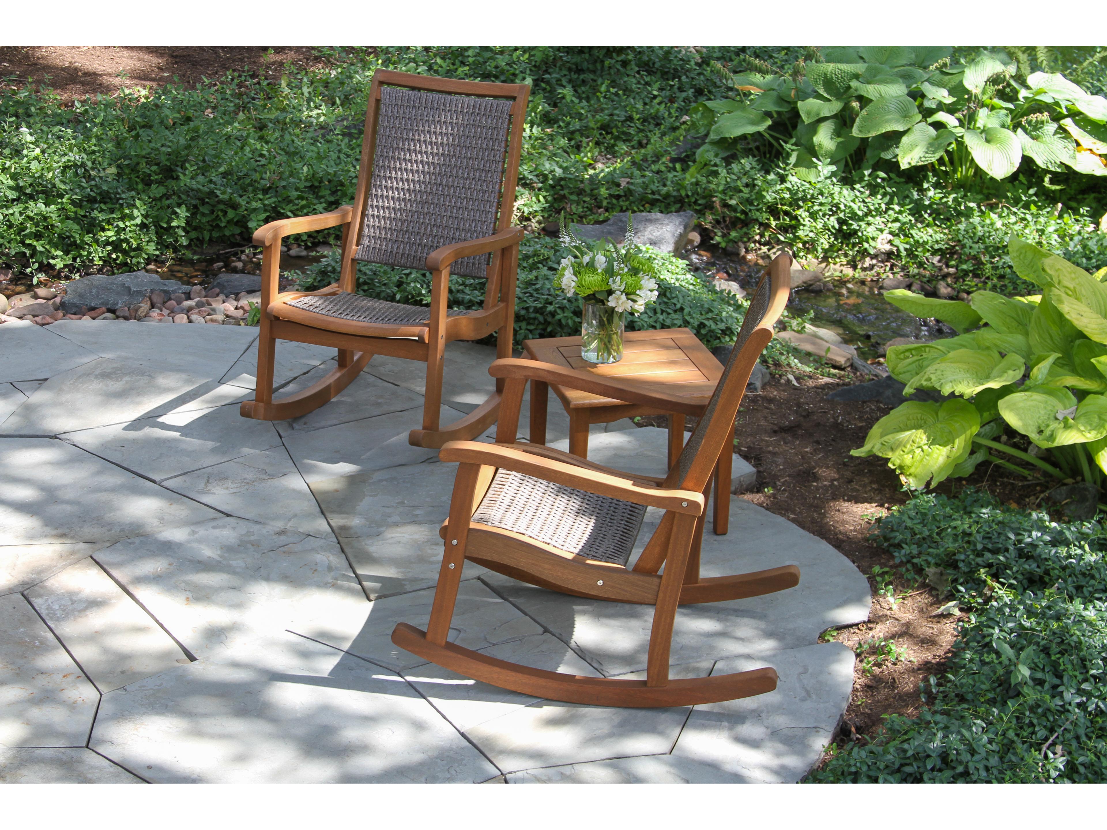 Outdoor Interiors Eucalylptus Wood Rope Lounge Set