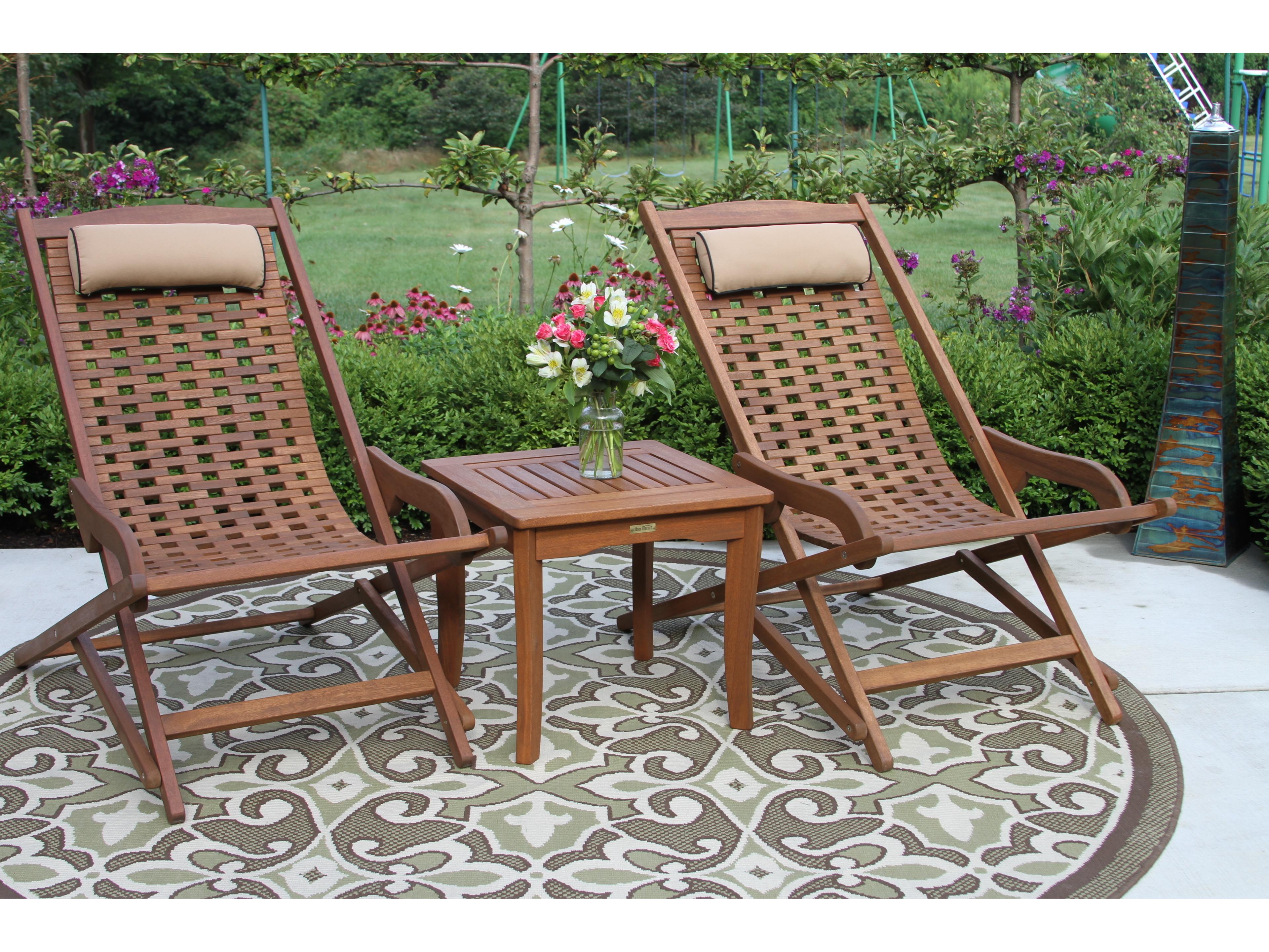 Outdoor Interiors Eucalyptus Wood Patio Lounge Set