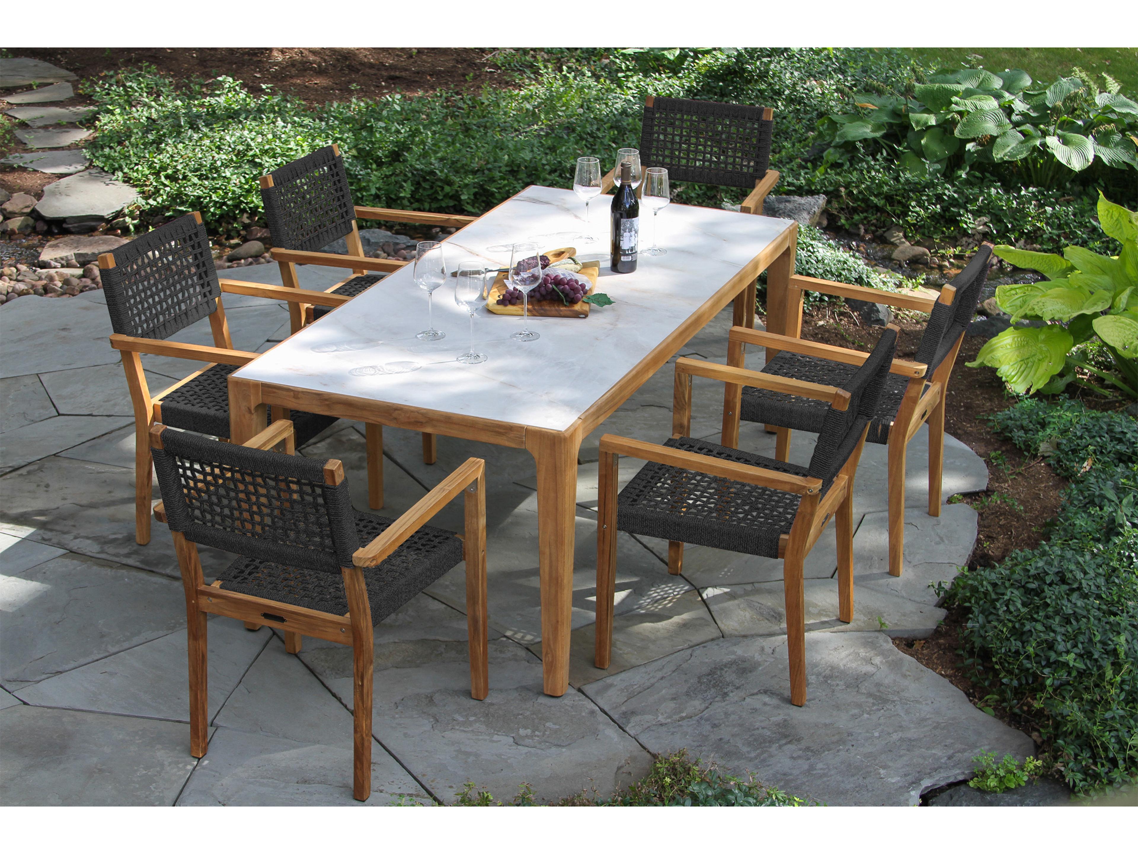 Outdoor Interiors Teak Rope Dining Set