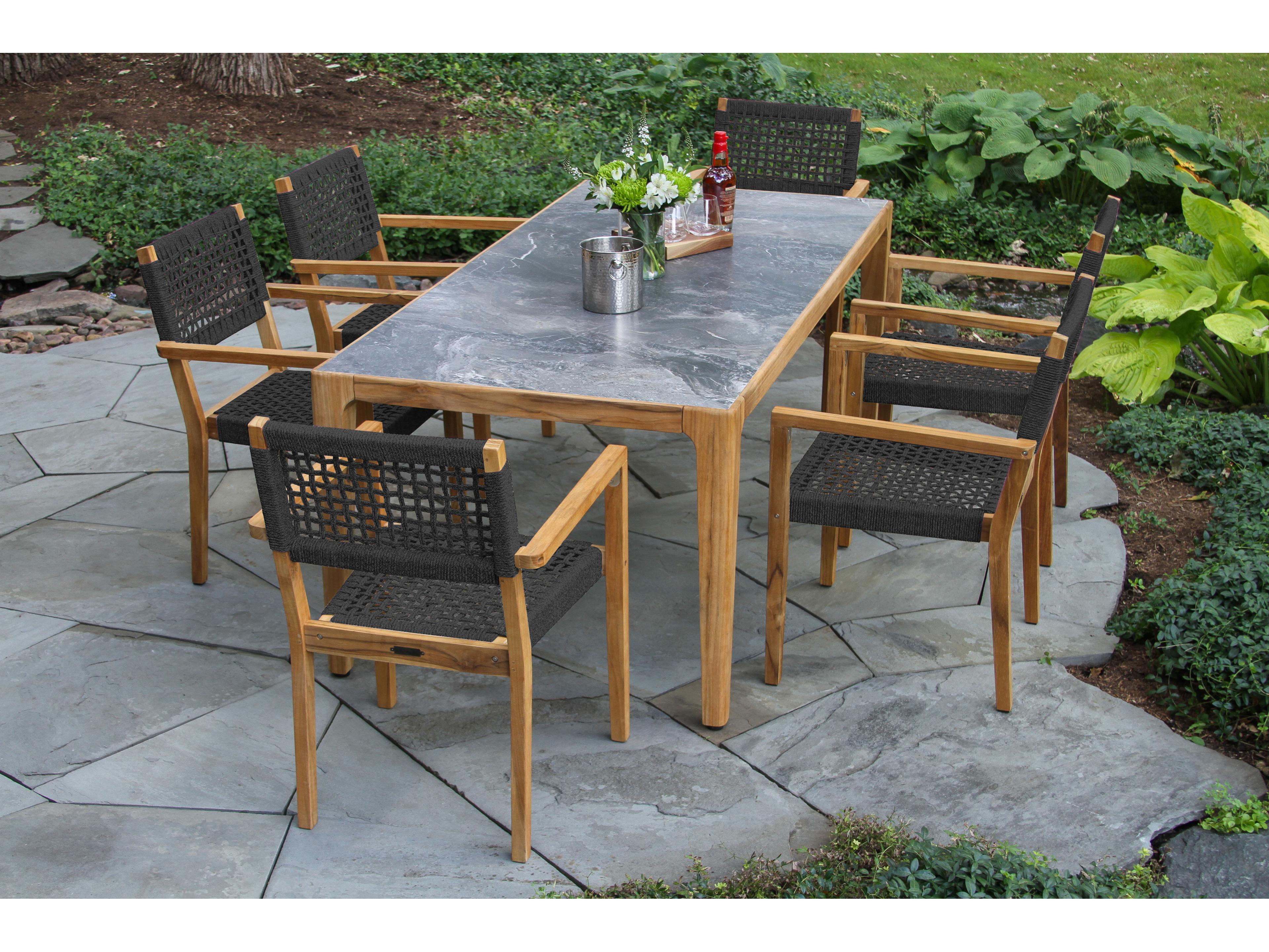Outdoor Interiors Teak Rope Dining Set