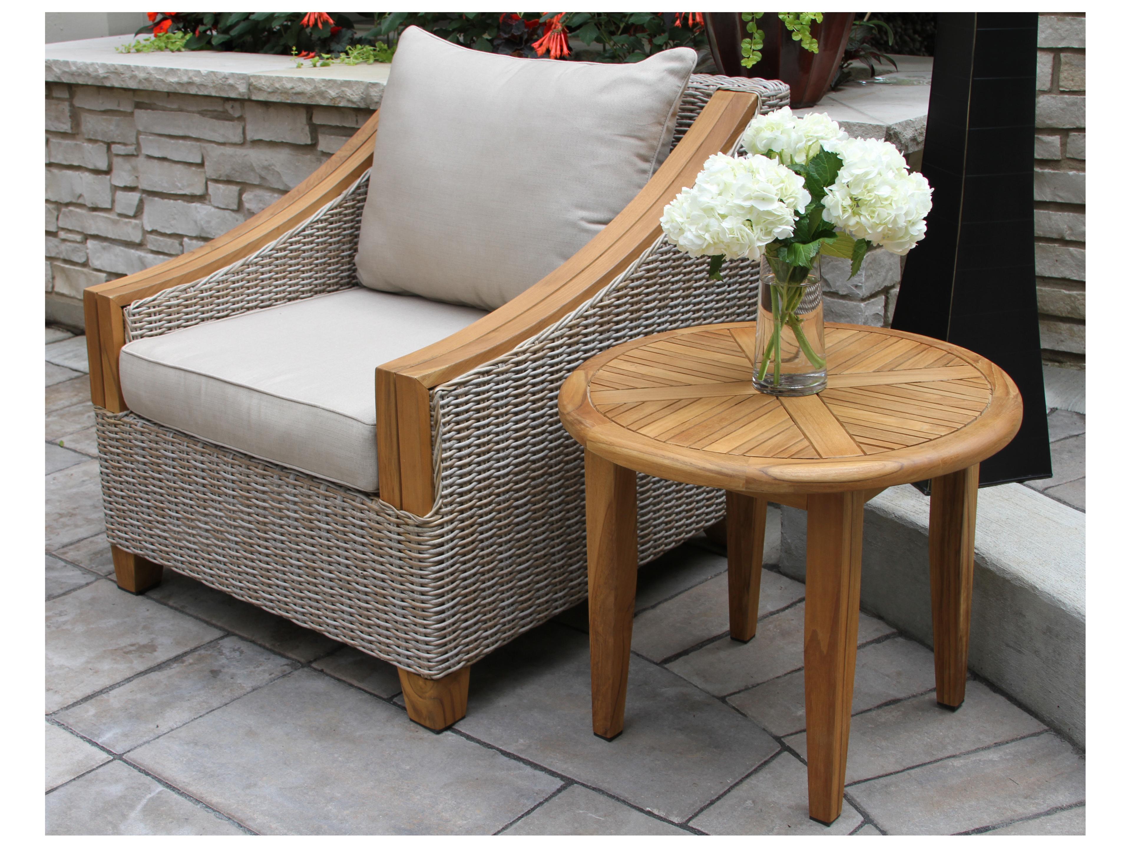 Outdoor Interiors Teak Wicker Cushion Lounge Set