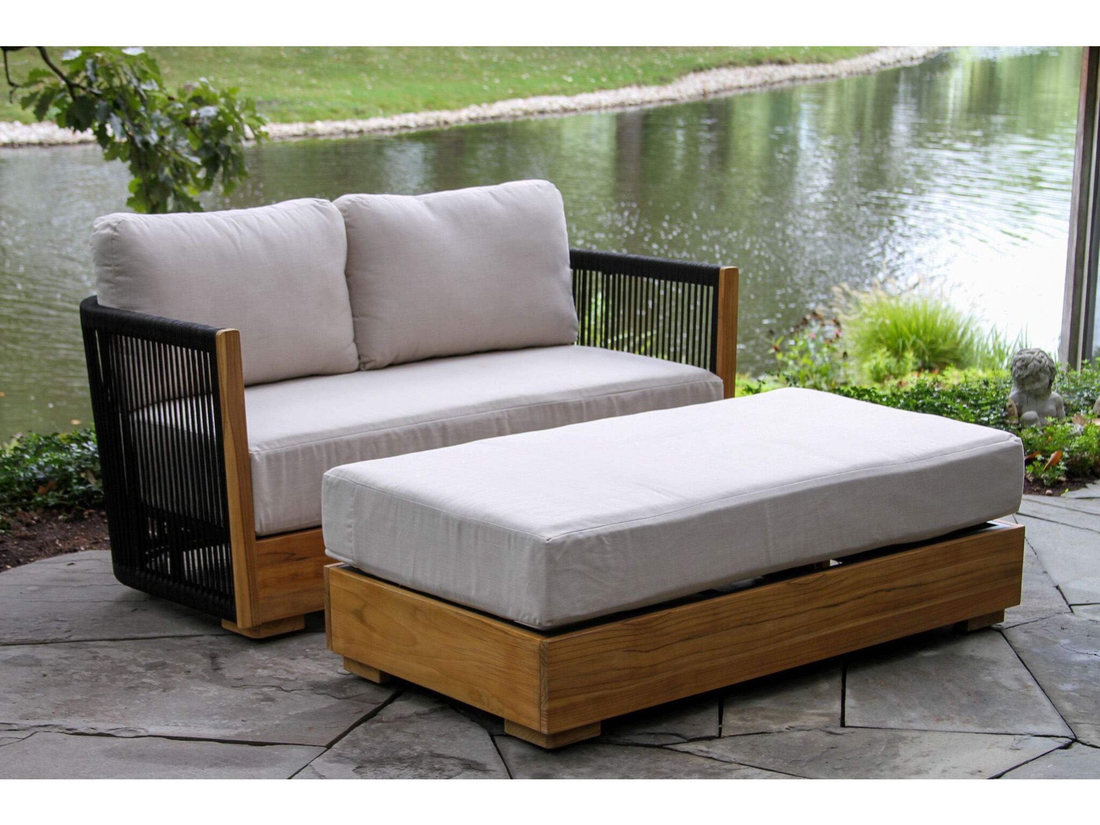 Outdoor Interiors Teak Rope Cushion Lounge Set