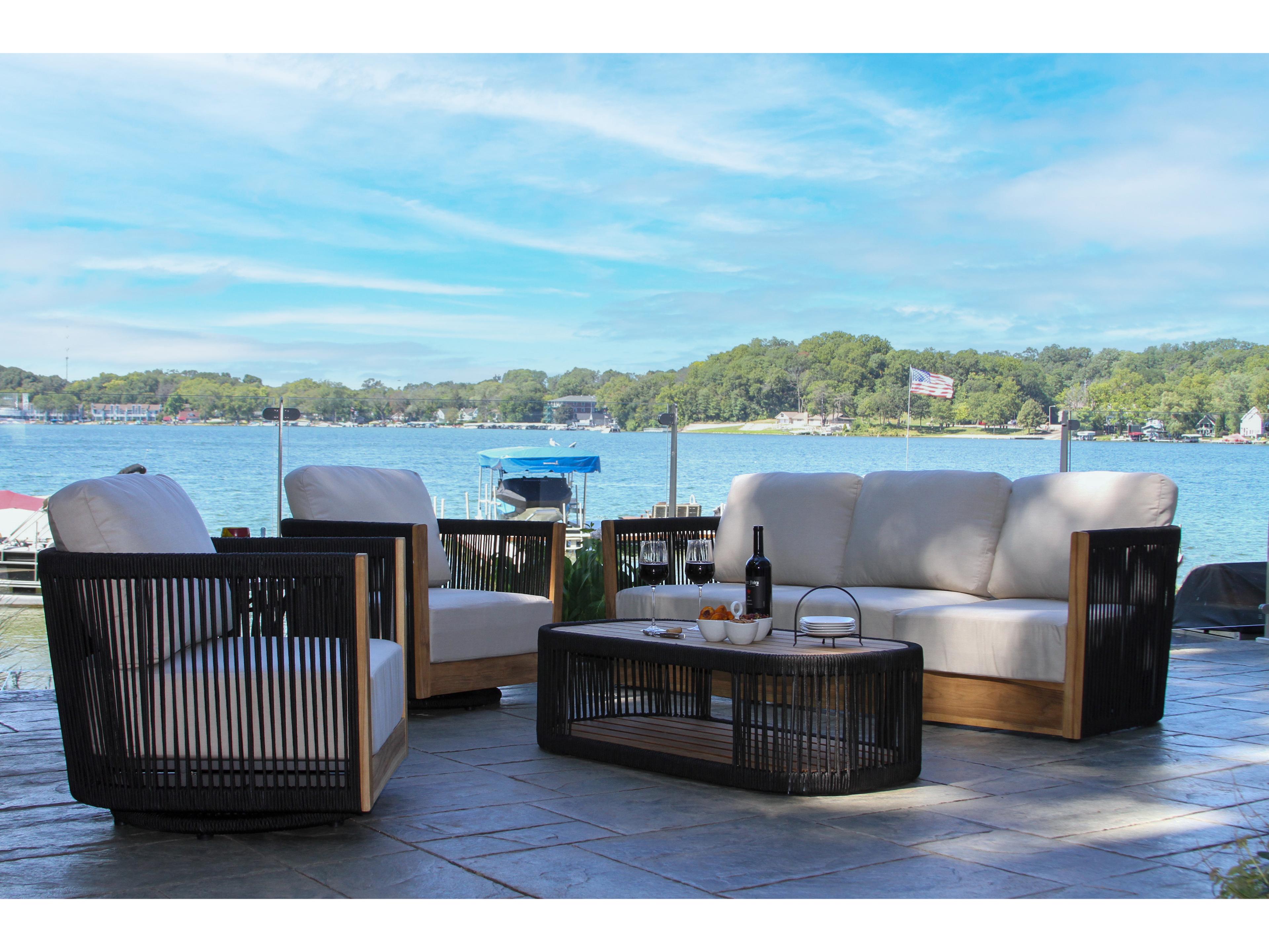 Outdoor Interiors Teak Rope Cushion Lounge Set