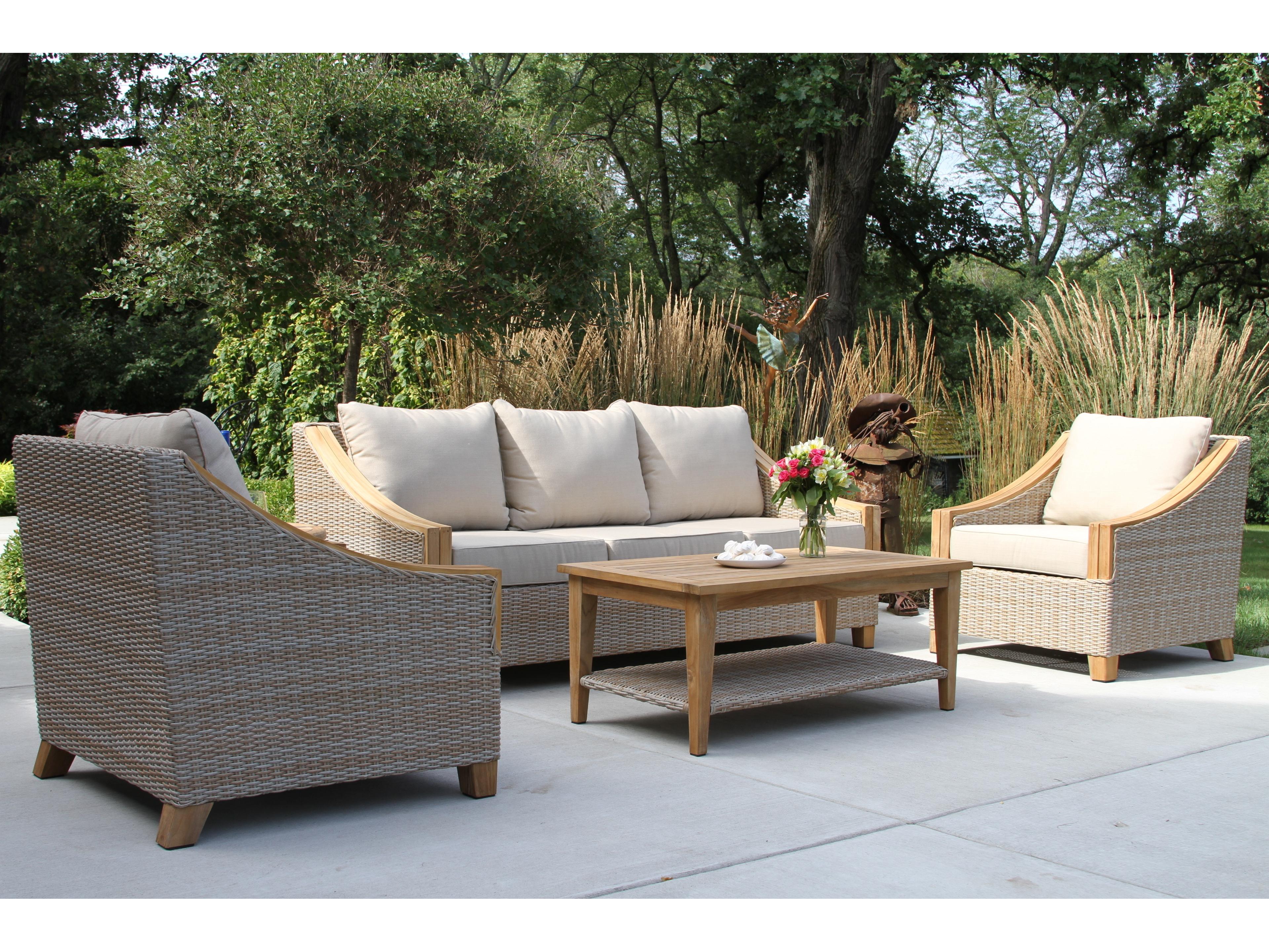 Outdoor Interiors Teak Cushion Lounge Set