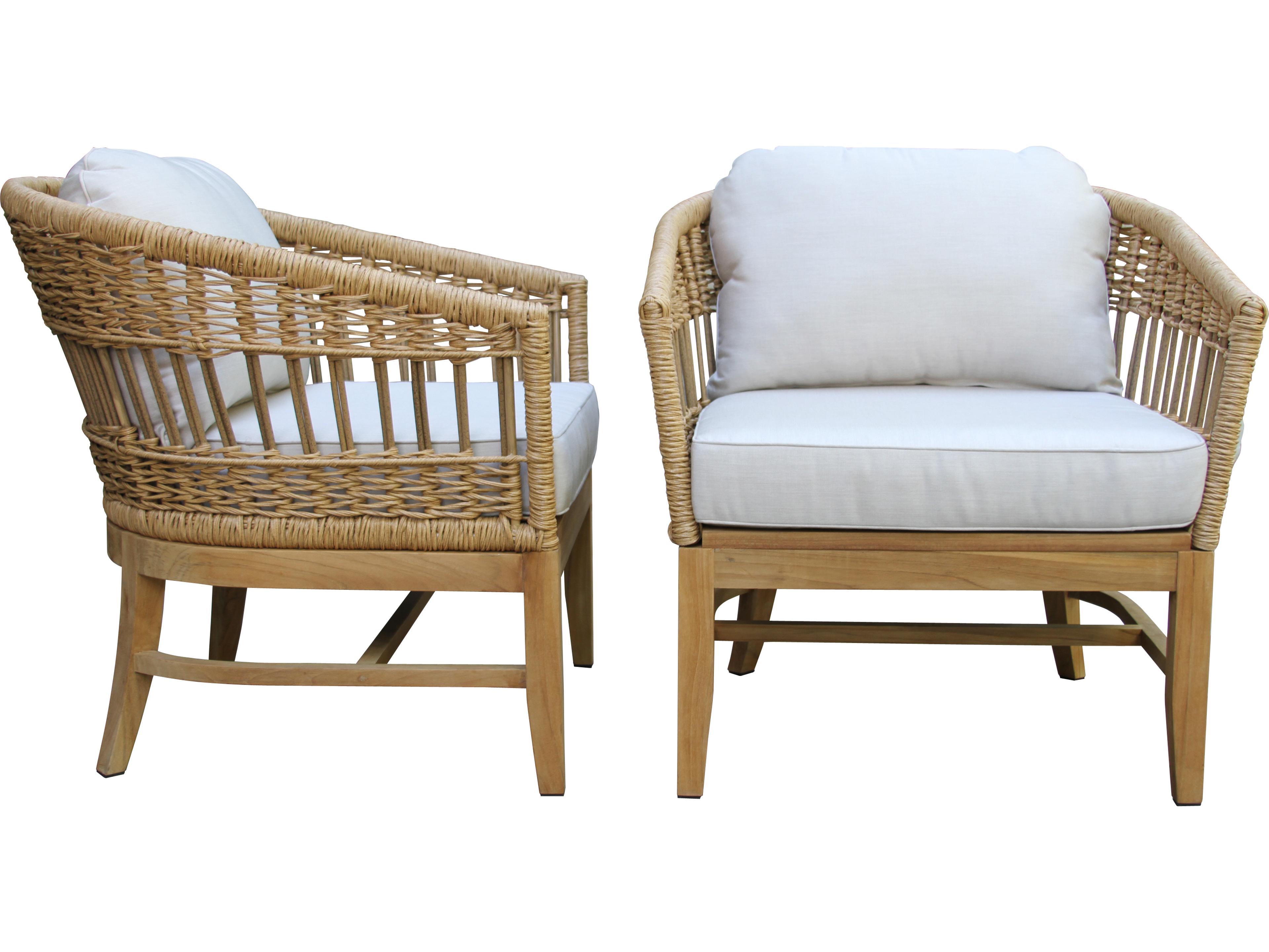 Outdoor Interiors Bohemian Teak & Wicker Lounge Chair (Price Includes Two)