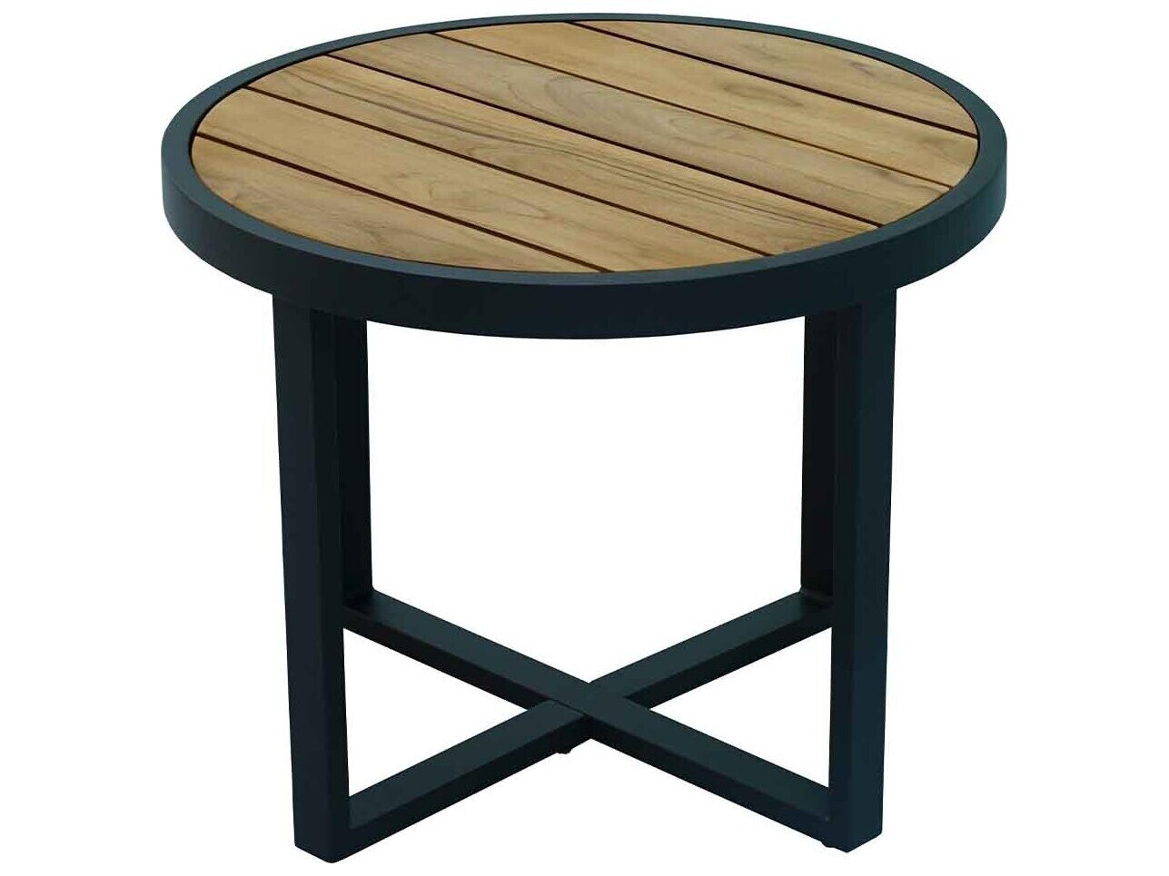 Outdoor Interiors Portofino Teak & Aluminum Accent Table, 24" Dia