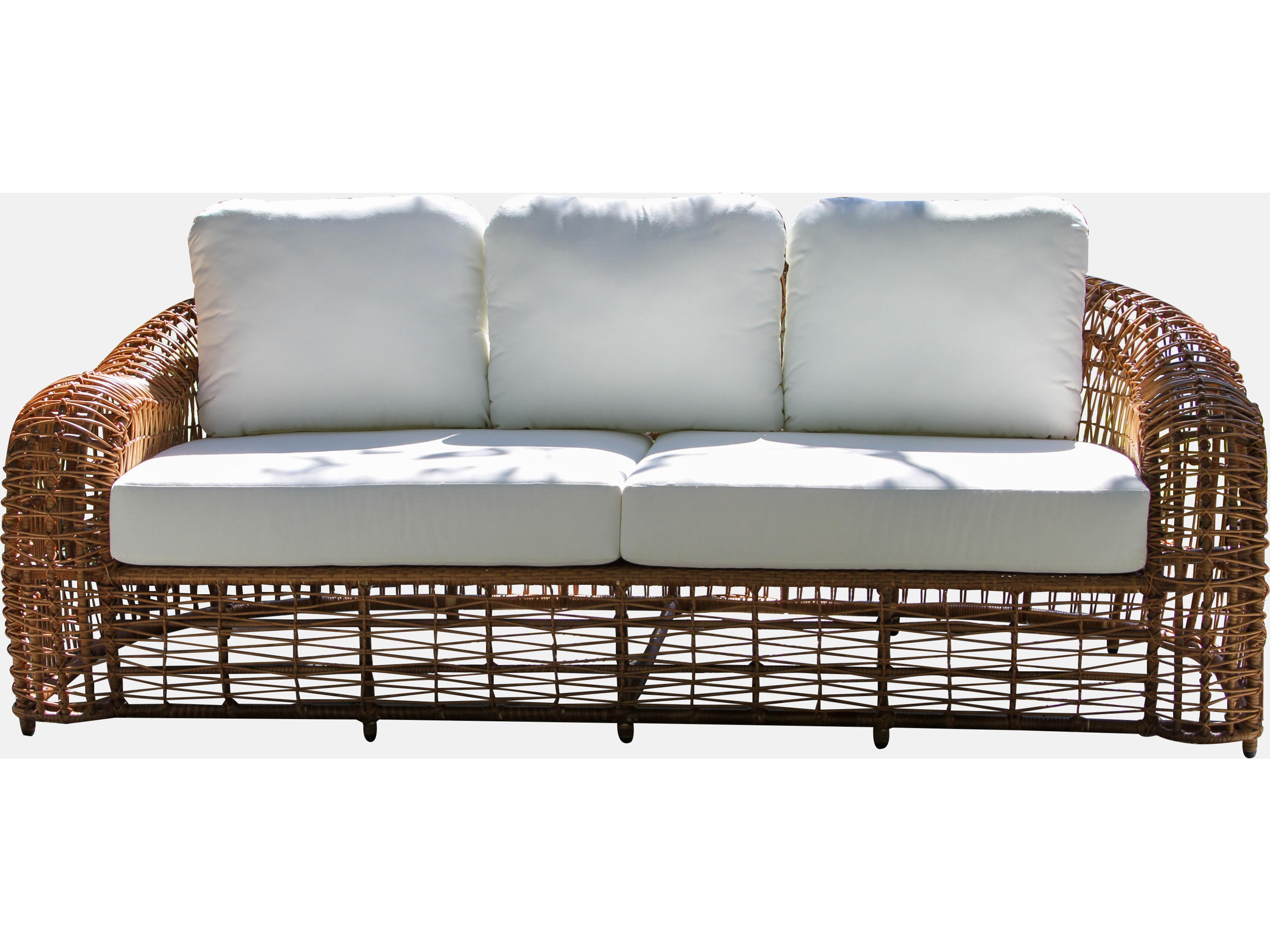 Outdoor Interiors On the Vine Wicker Sofa w Sunbrella