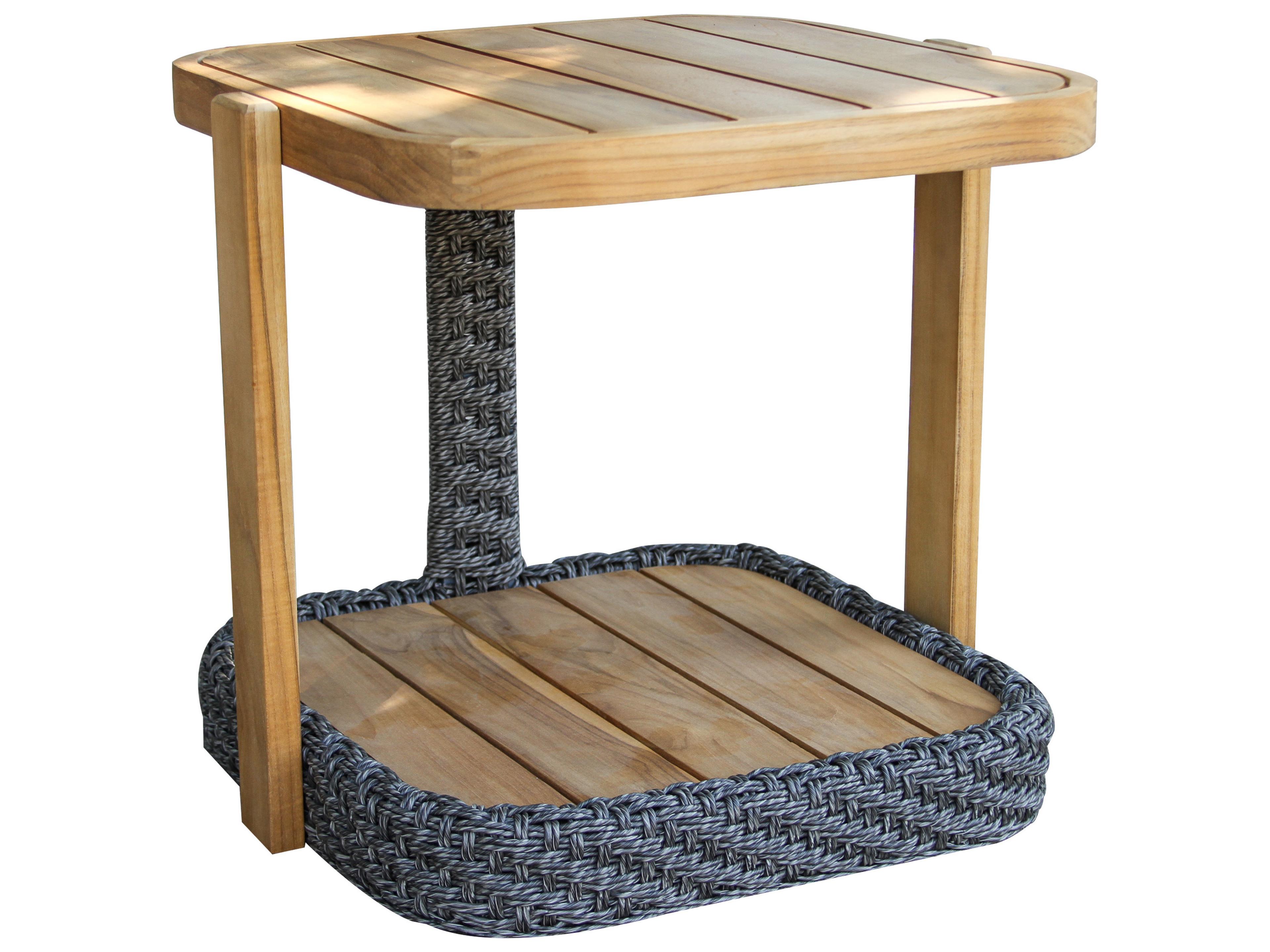 Outdoor Interiors Estate Teak & Wicker Accent Table