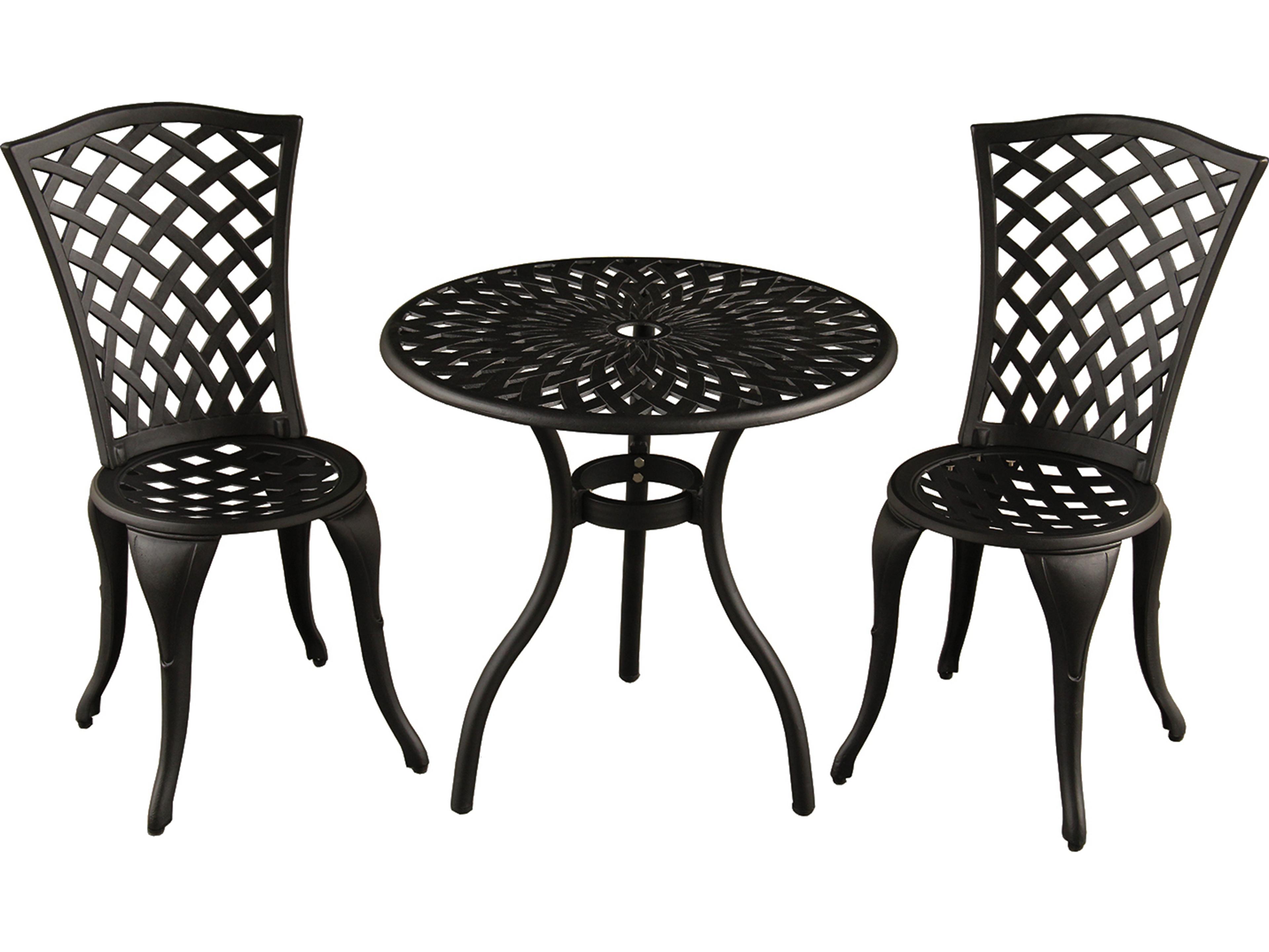 Oakland Living Modern Mesh Sand Black Aluminum 3 Piece Bistro Set