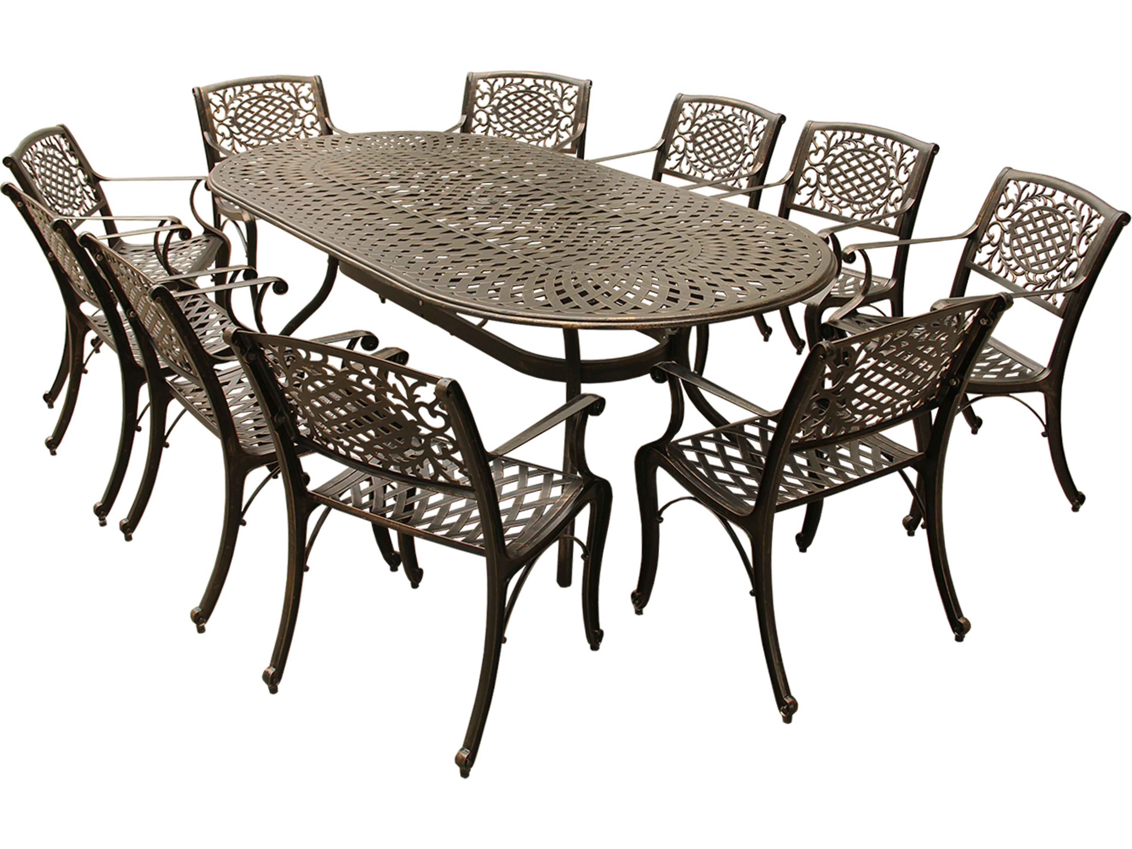 Oakland Living Modern and Lattice Aluminum 95 inch Bronze Oval Patio Dining Set with Ten Chairs