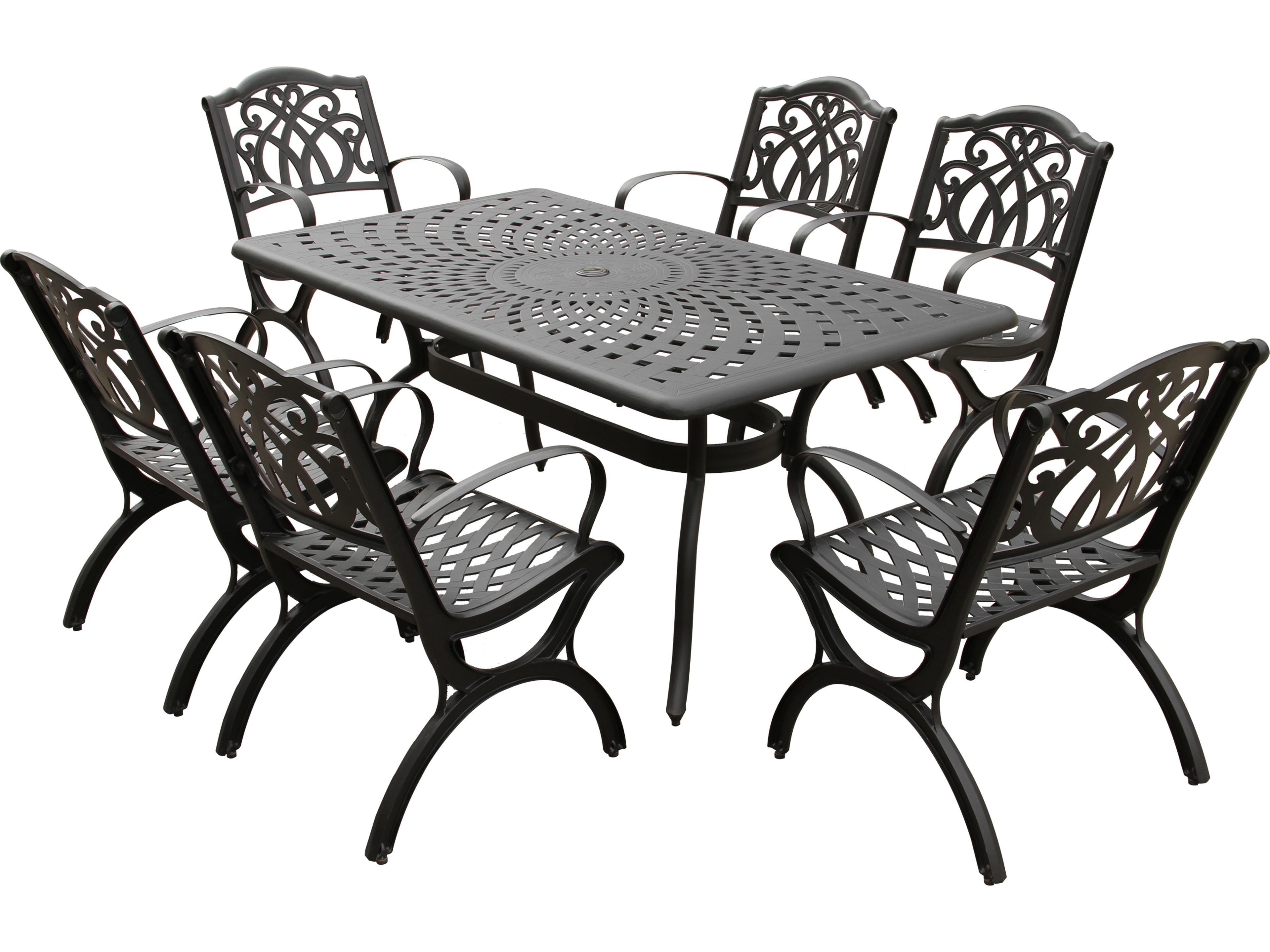 Oakland Living Modern Aluminum 67'' Black Rectangular Patio Dining Set with Six Chairs