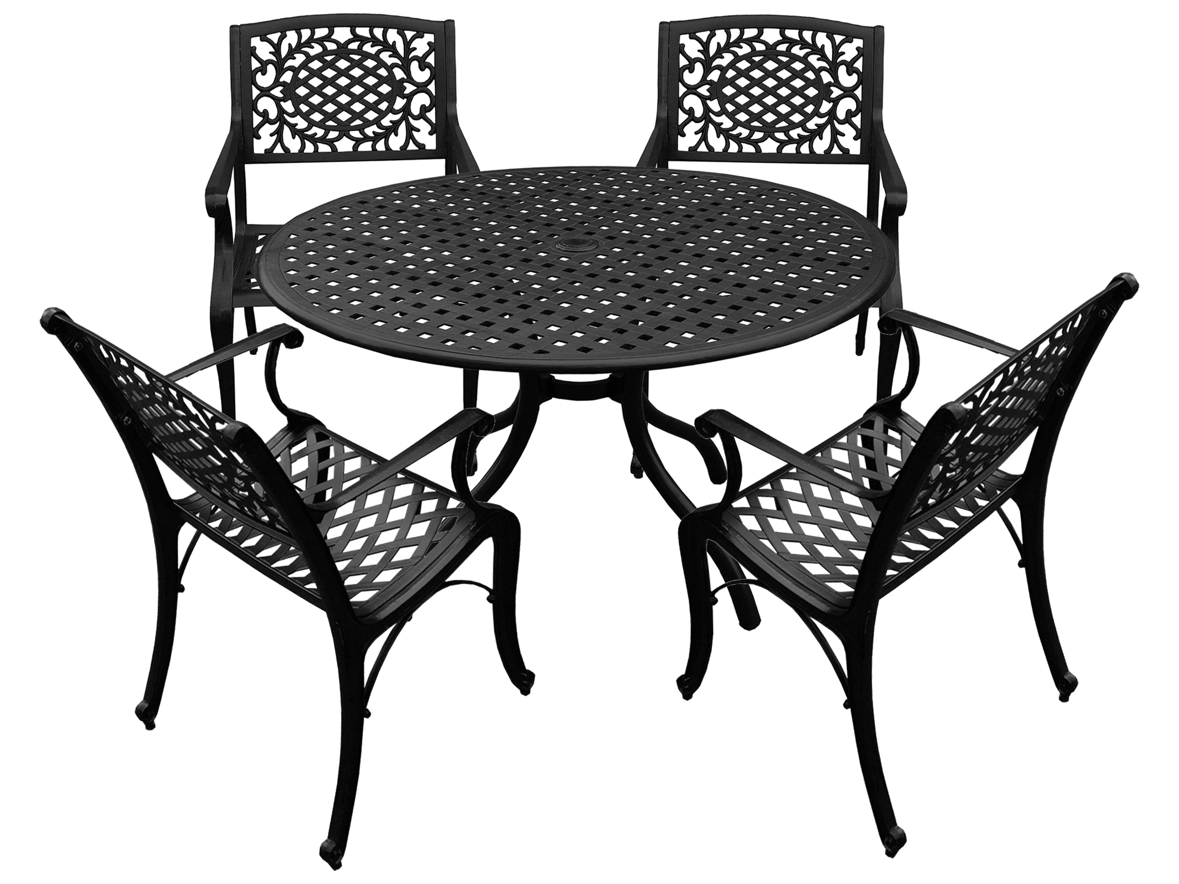 Oakland Living Modern Aluminum 42'' Black Round Outdoor Dining Set with Four Chairs