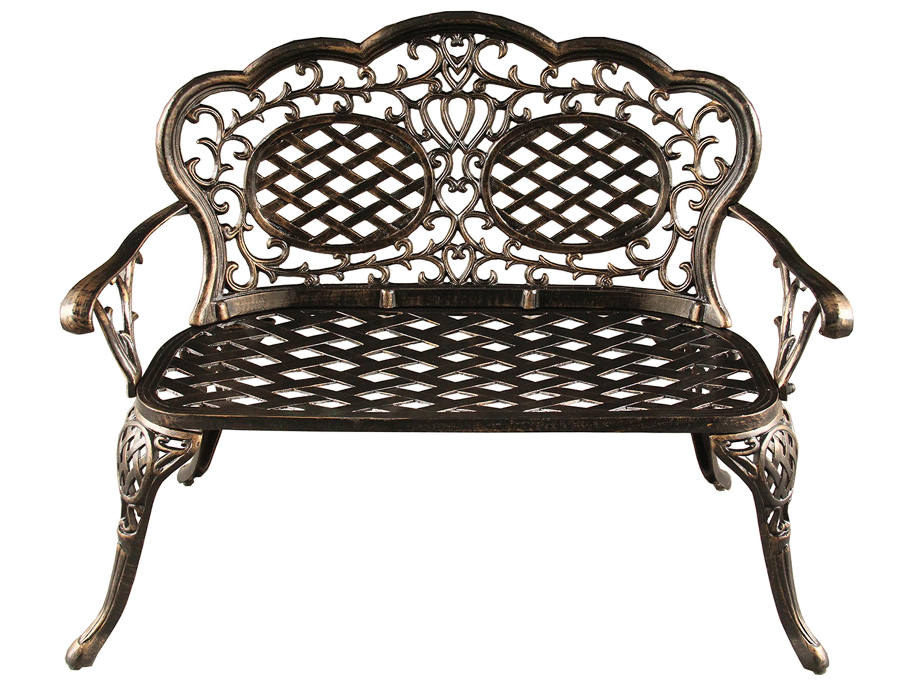 Oakland Living Ornate Traditional Bronze Cast Aluminum Patio Loveseat