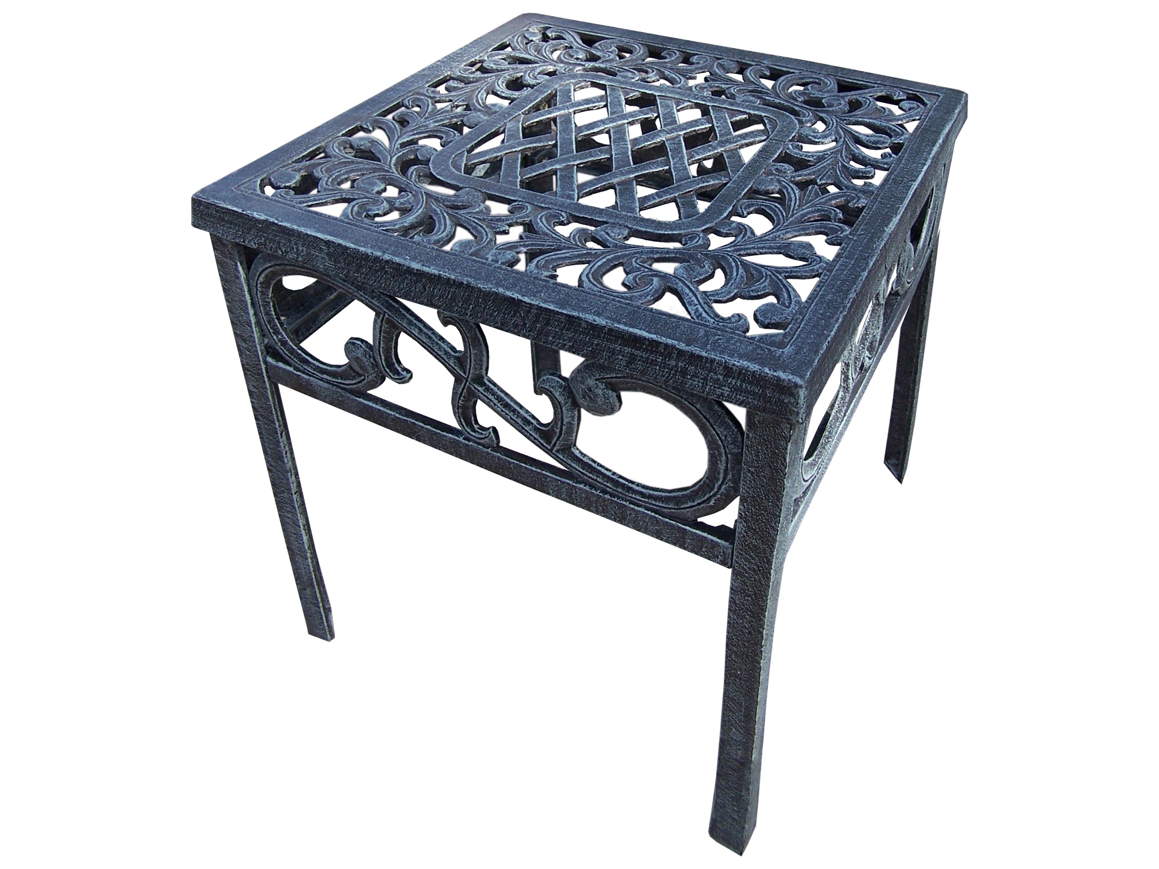 Oakland Living Blue Grey Cast Aluminum Square Side Outdoor End Table