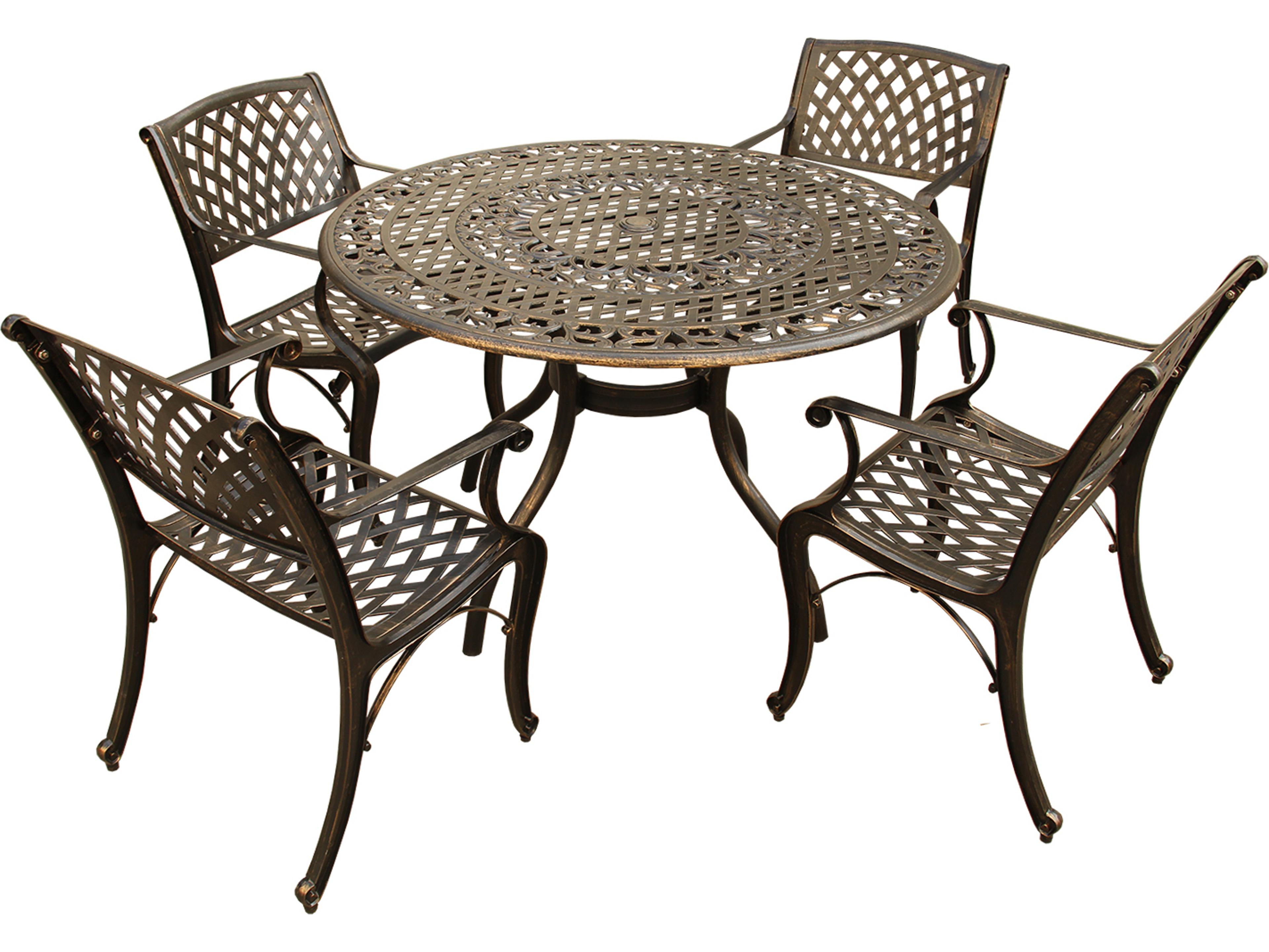 Oakland Living Lattice Aluminum 48 inch Bronze Round Outdoor Dining Set with Four Chairs