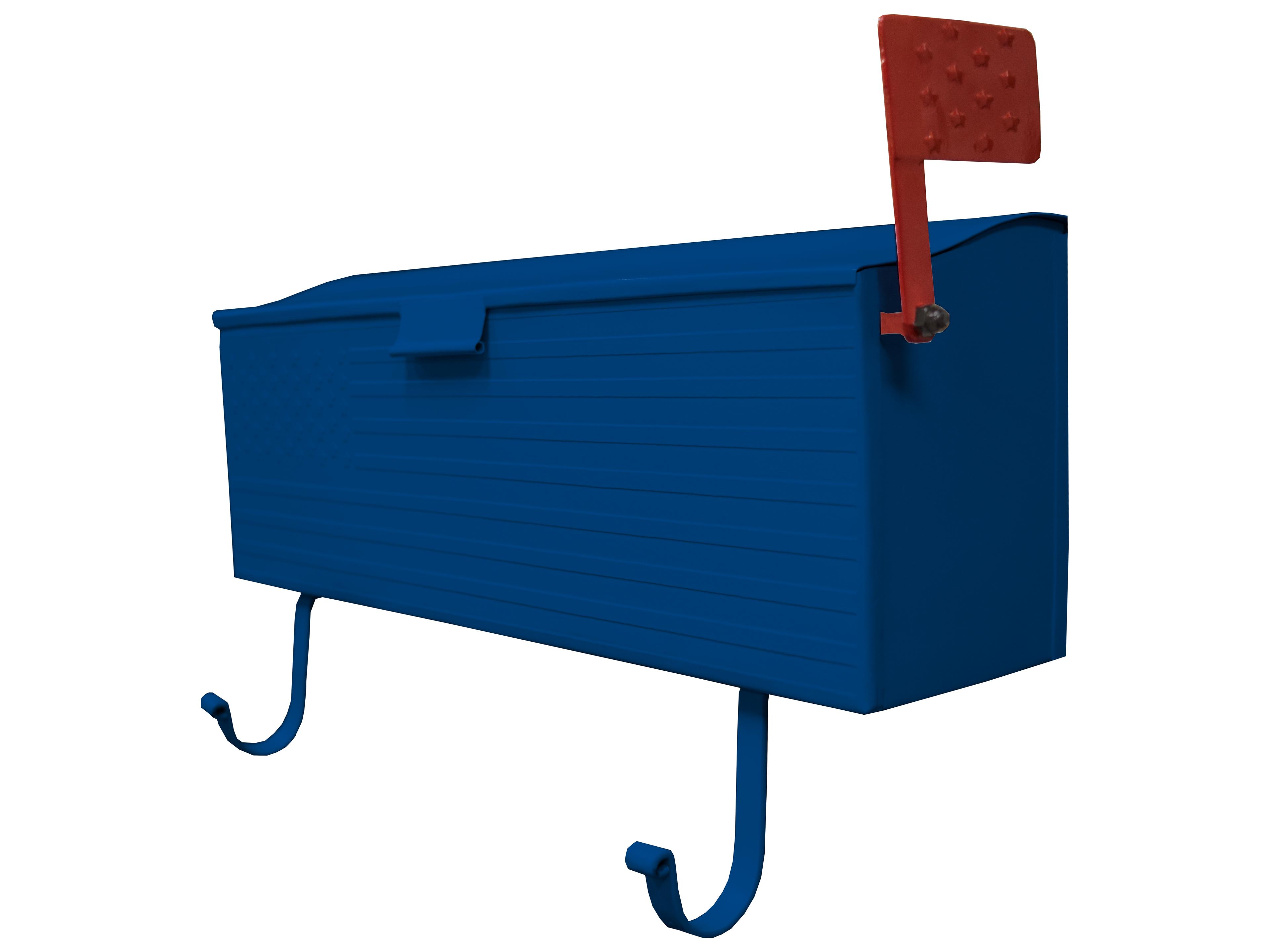 Oakland Living Blue Patriotic Wall Mounted Mailbox with Outgoing Mail Flag and Newspaper Hangers