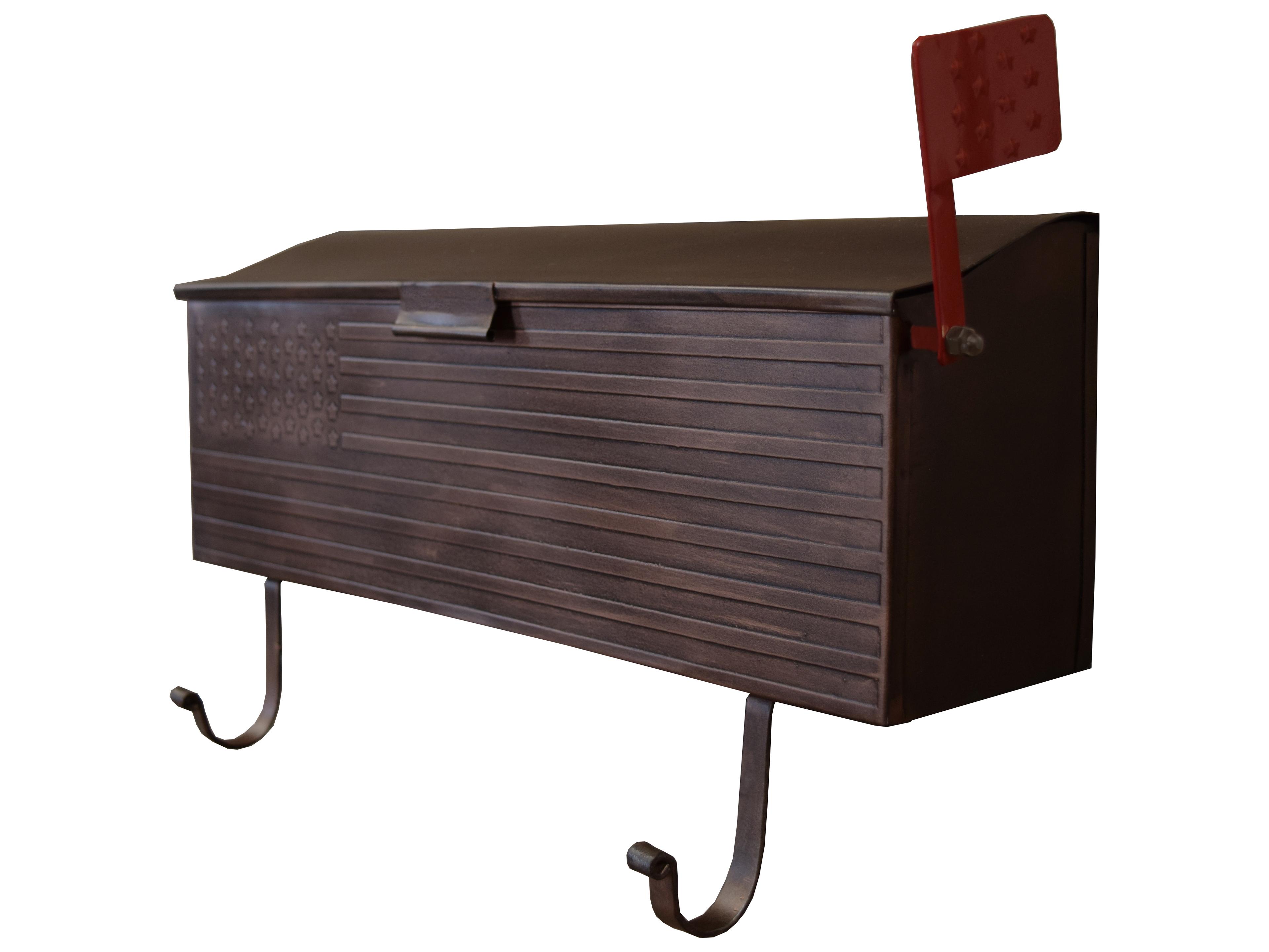 Oakland Living Copper Patriotic Wall Mounted Mailbox with Outgoing Mail Flag and Newspaper Hangers