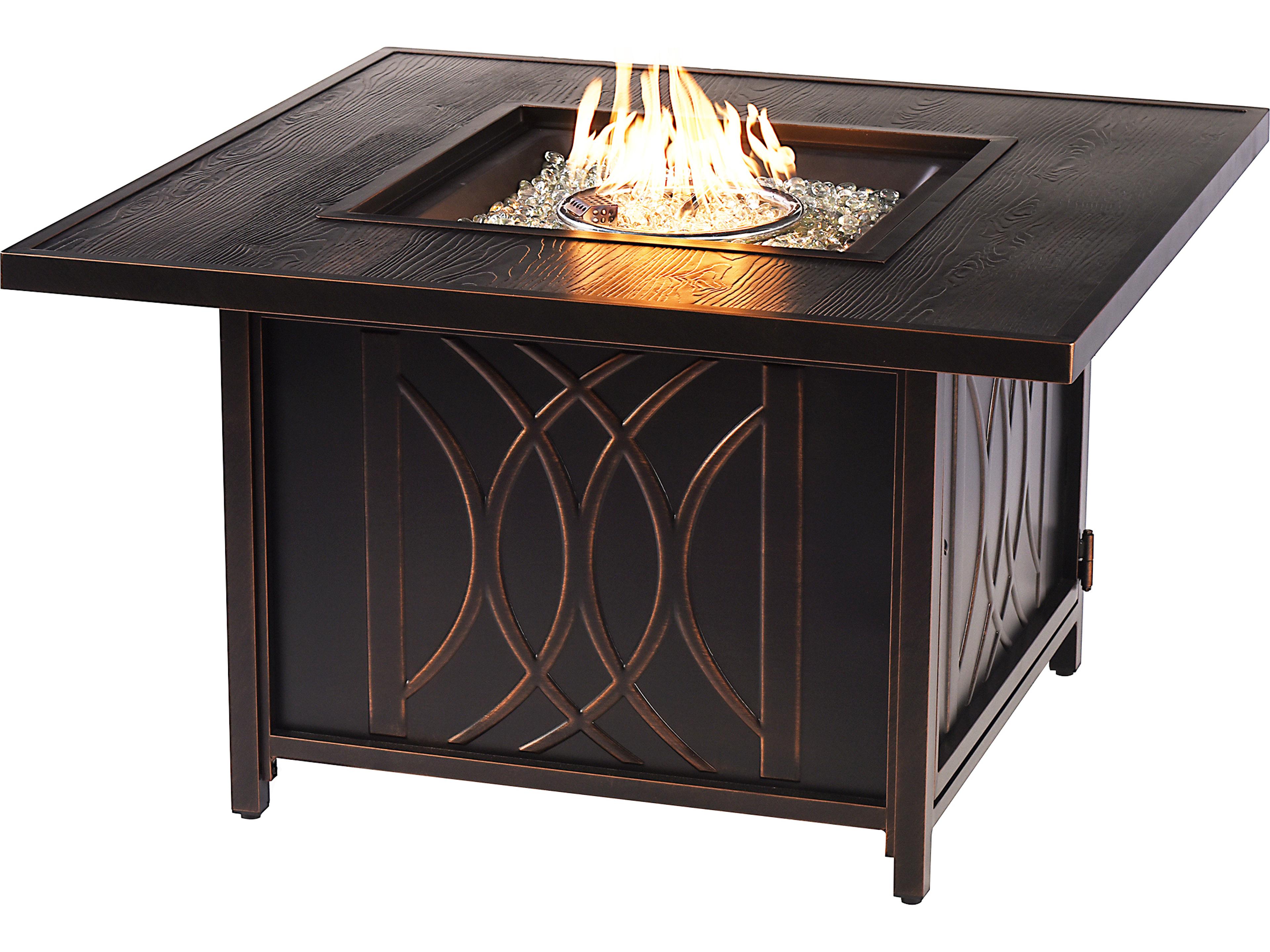 Oakland Living Aluminum Square Propane Outdoor Patio Fire Pit Table with Fire Beads