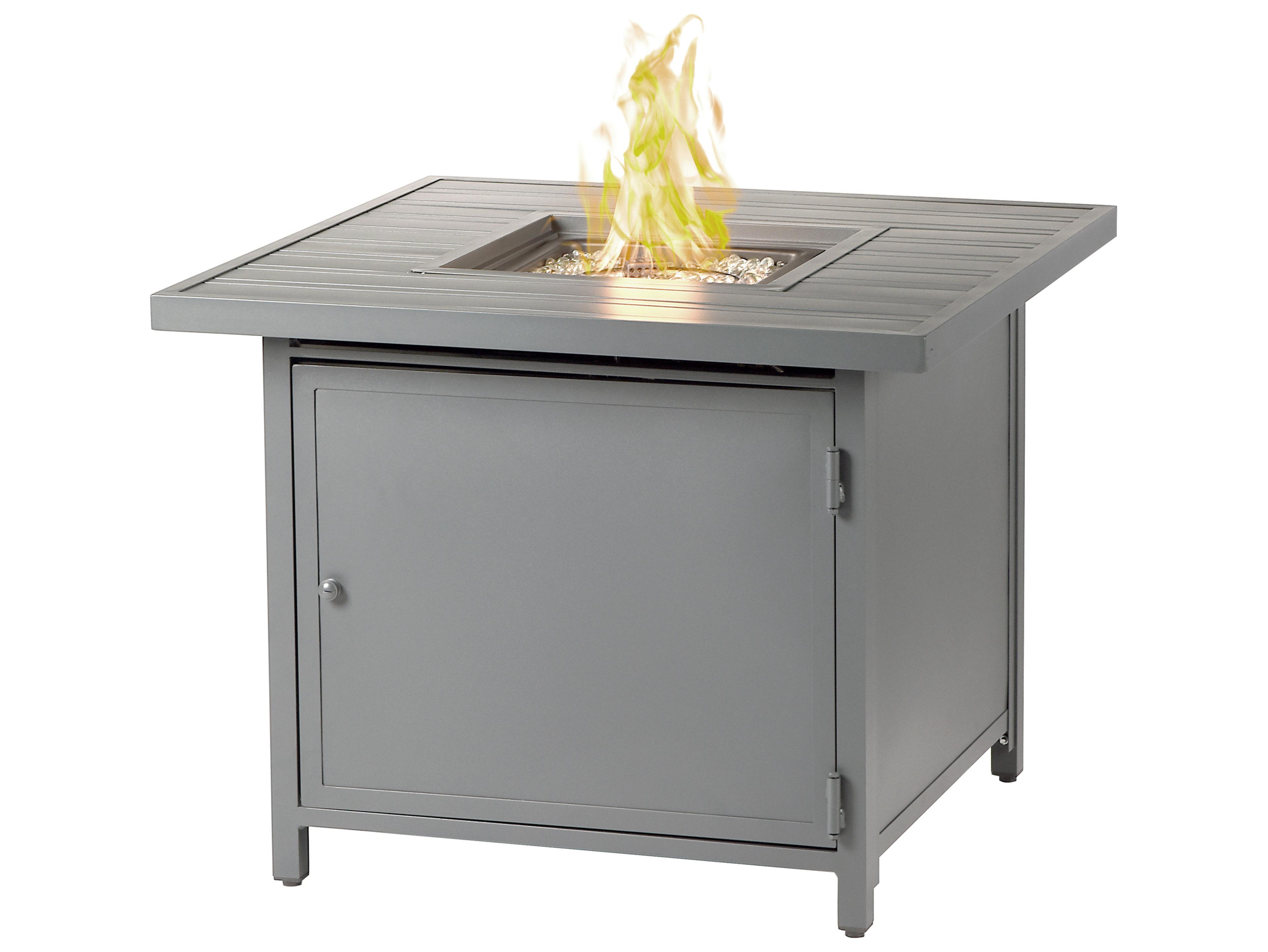 Oakland Living Square Aluminum Propane Outdoor Fire Pit Table with Glass Beads