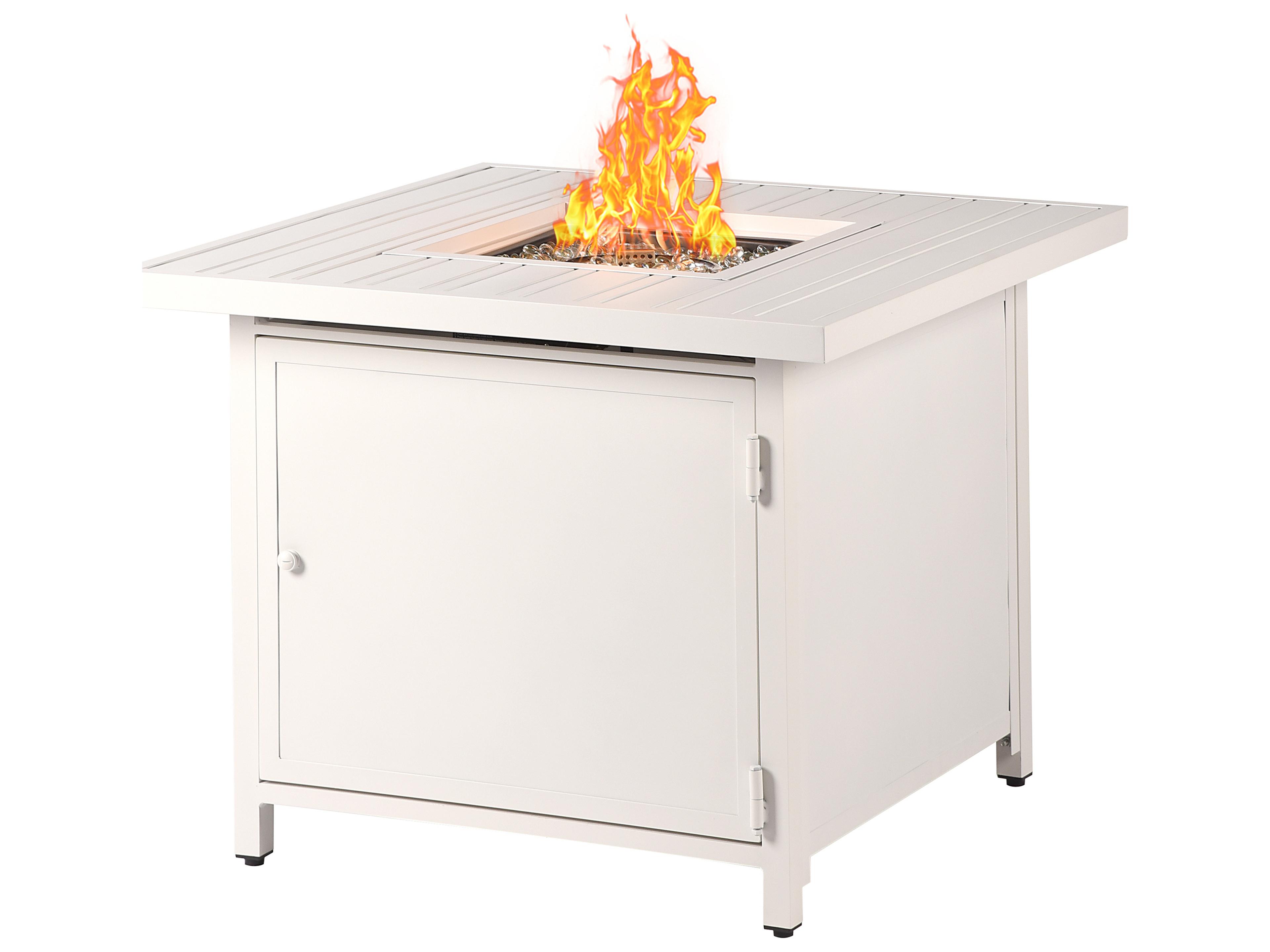 Oakland Living Square Aluminum Propane Patio Fire Pit Table with Glass Beads