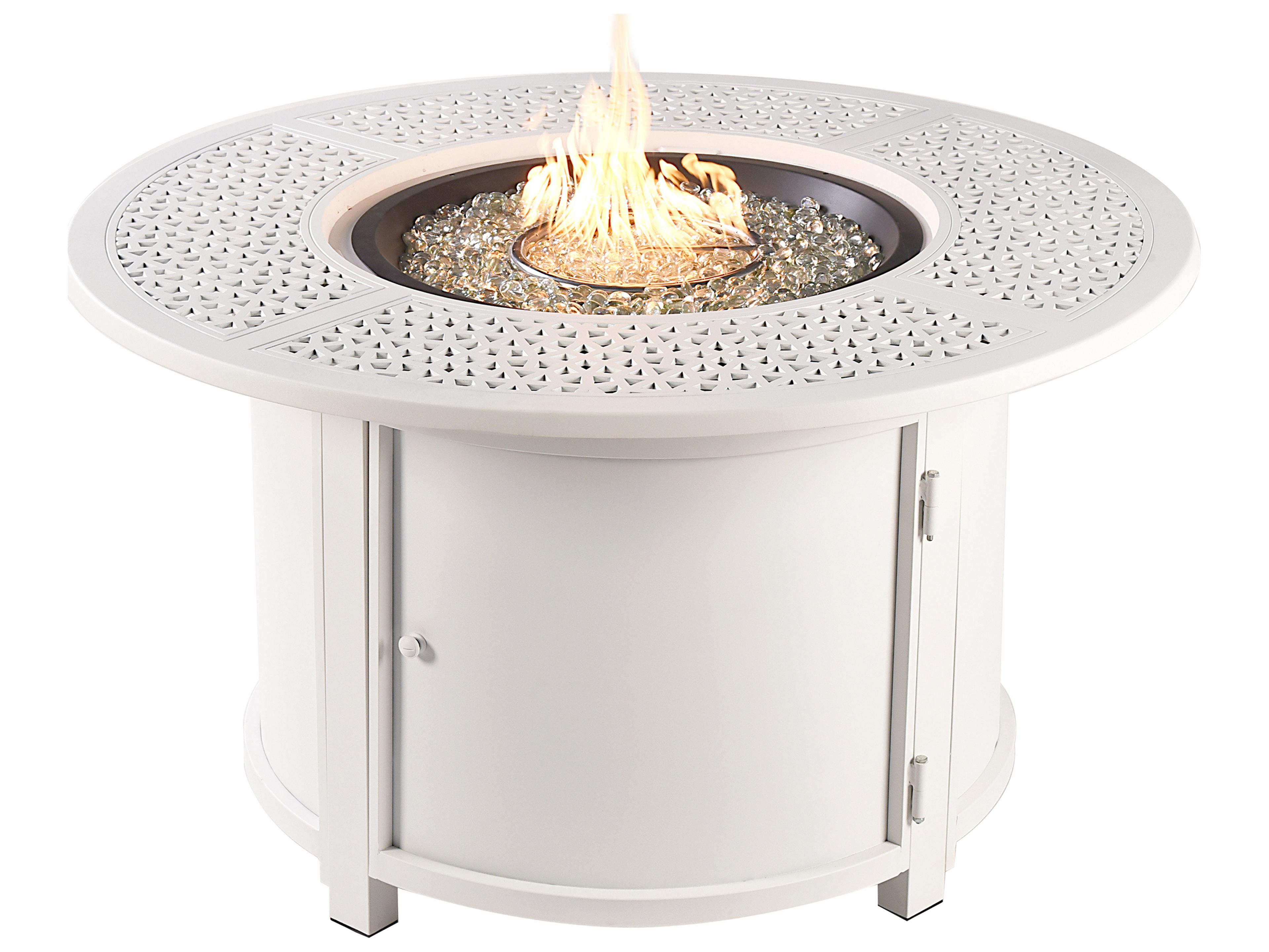 Oakland Living Round Aluminum Propane Patio Fire Pit Table with Glass Beads