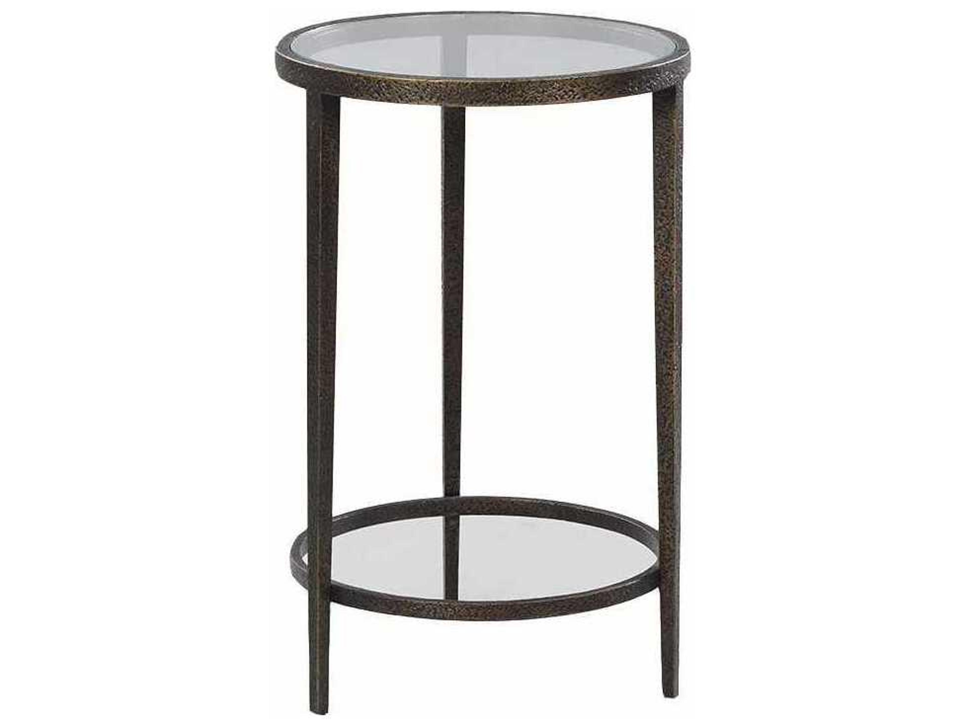 Oliver Home Worth Round Glass Aged Bronze End Table