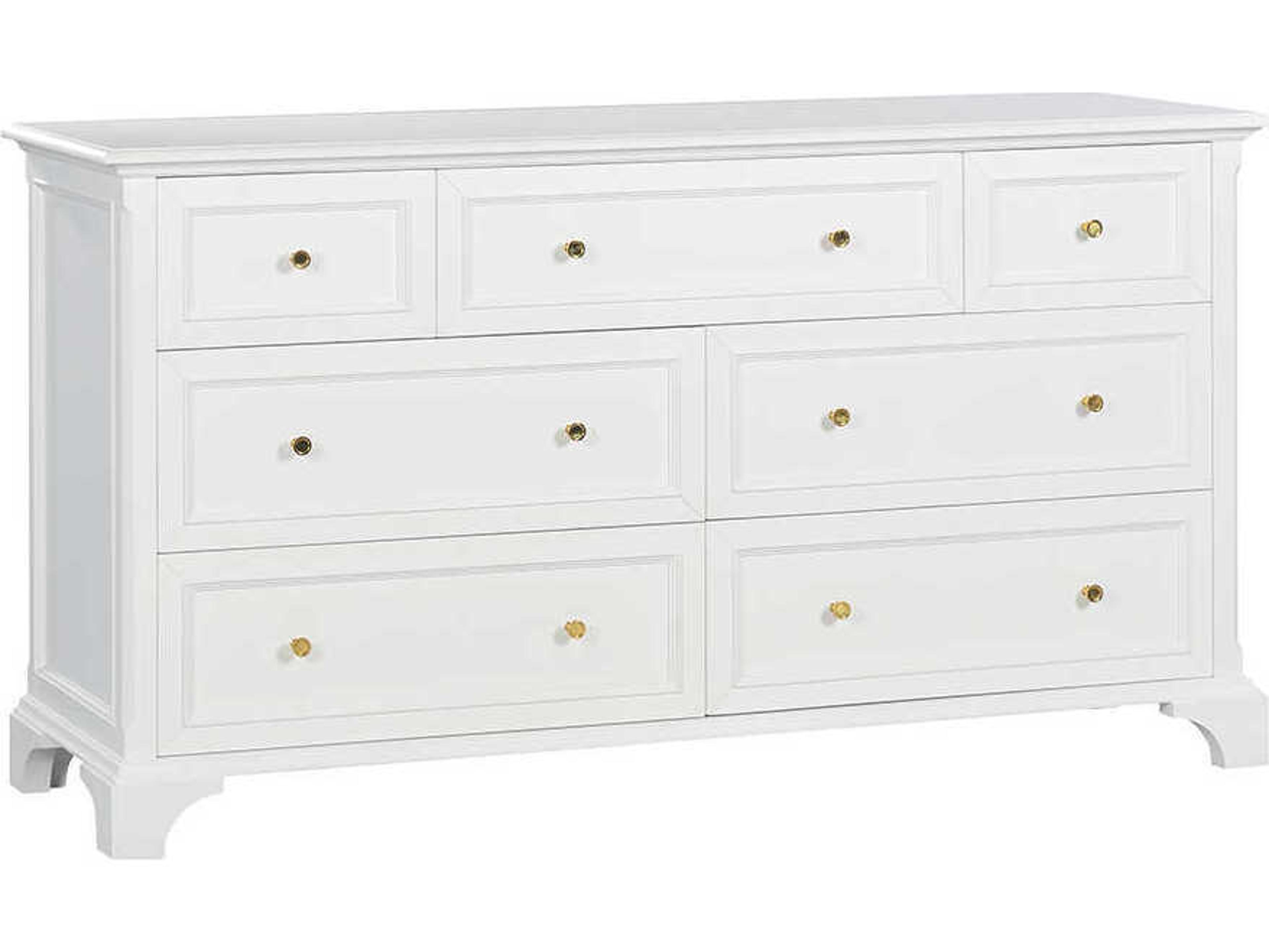 Oliver Home Lakewood 6-Drawers White Acacia Wood Double Dresser