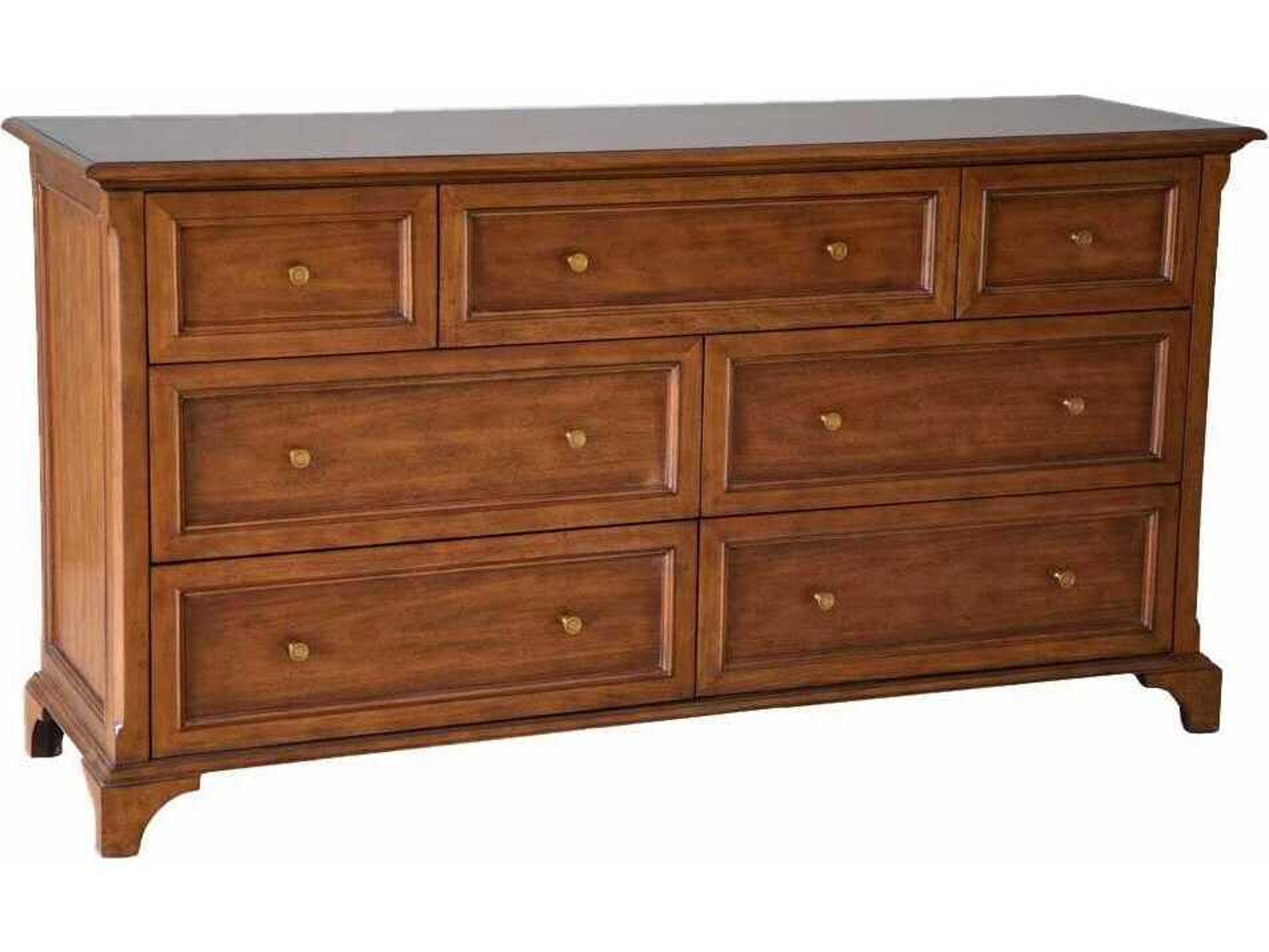 Oliver Home Lakewood 6-Drawers Brown Acacia Wood Double Dresser