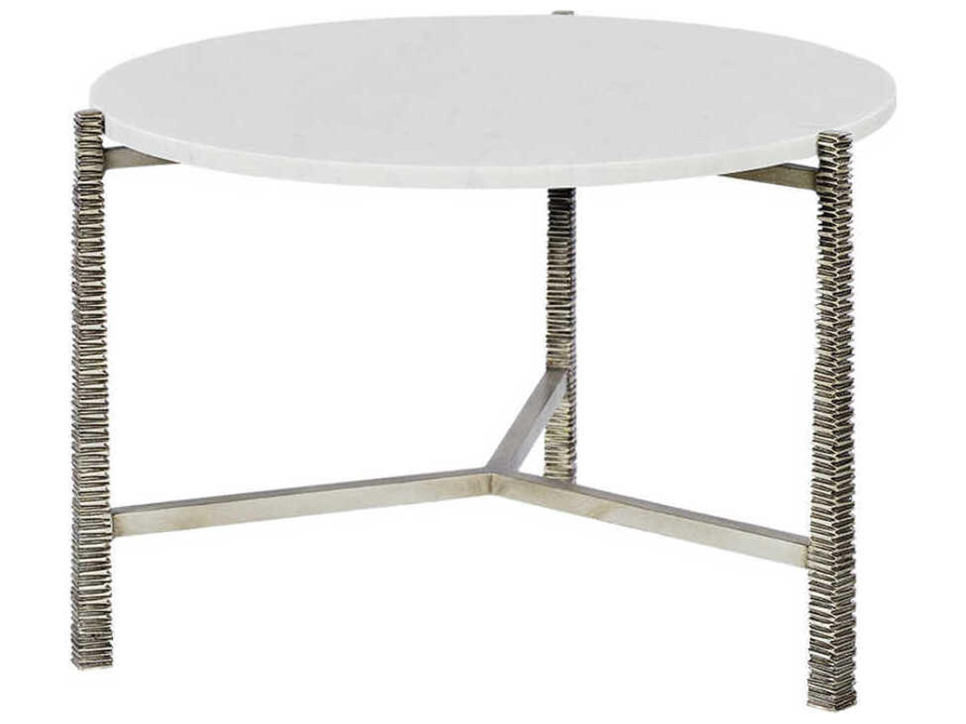 Oliver Home Cara Round Marble Silver Coffee Table