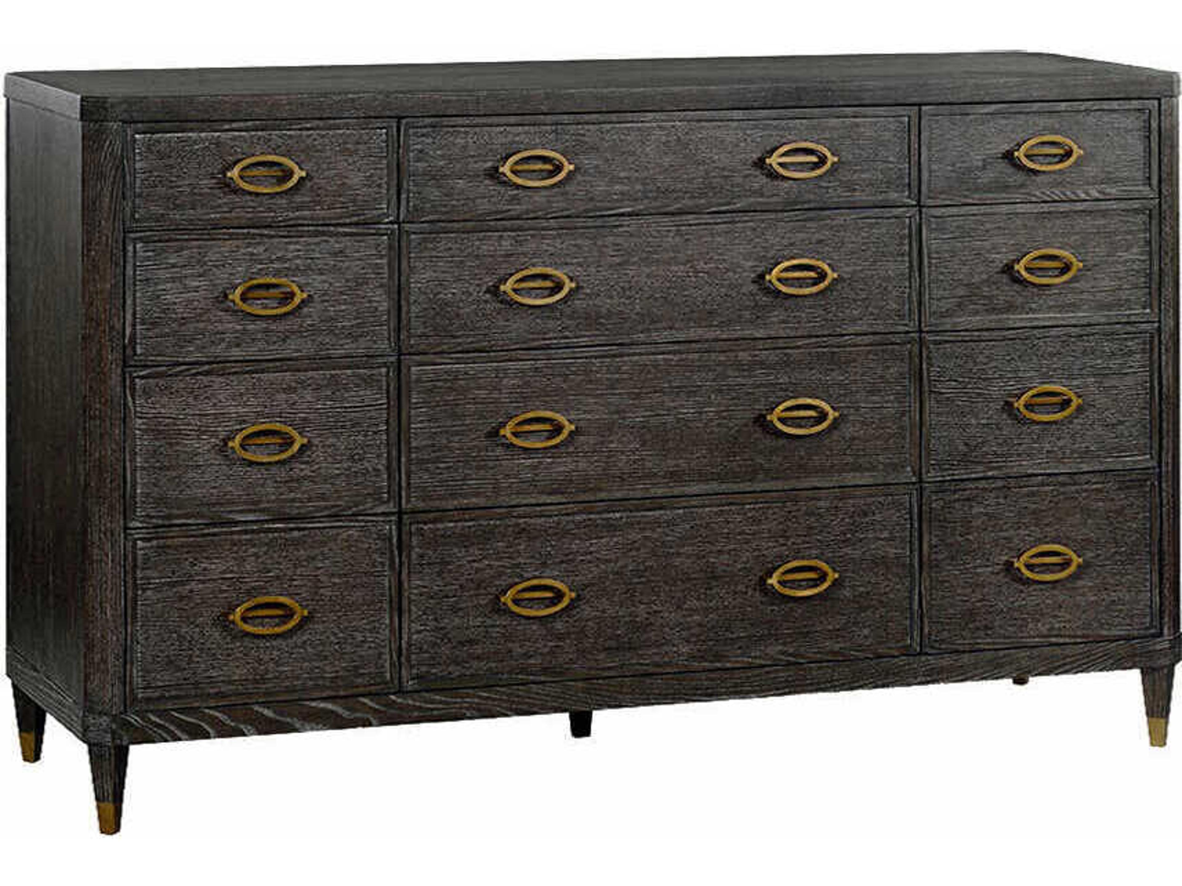 Oliver Home Conner Black Oak Wood Double Dresser