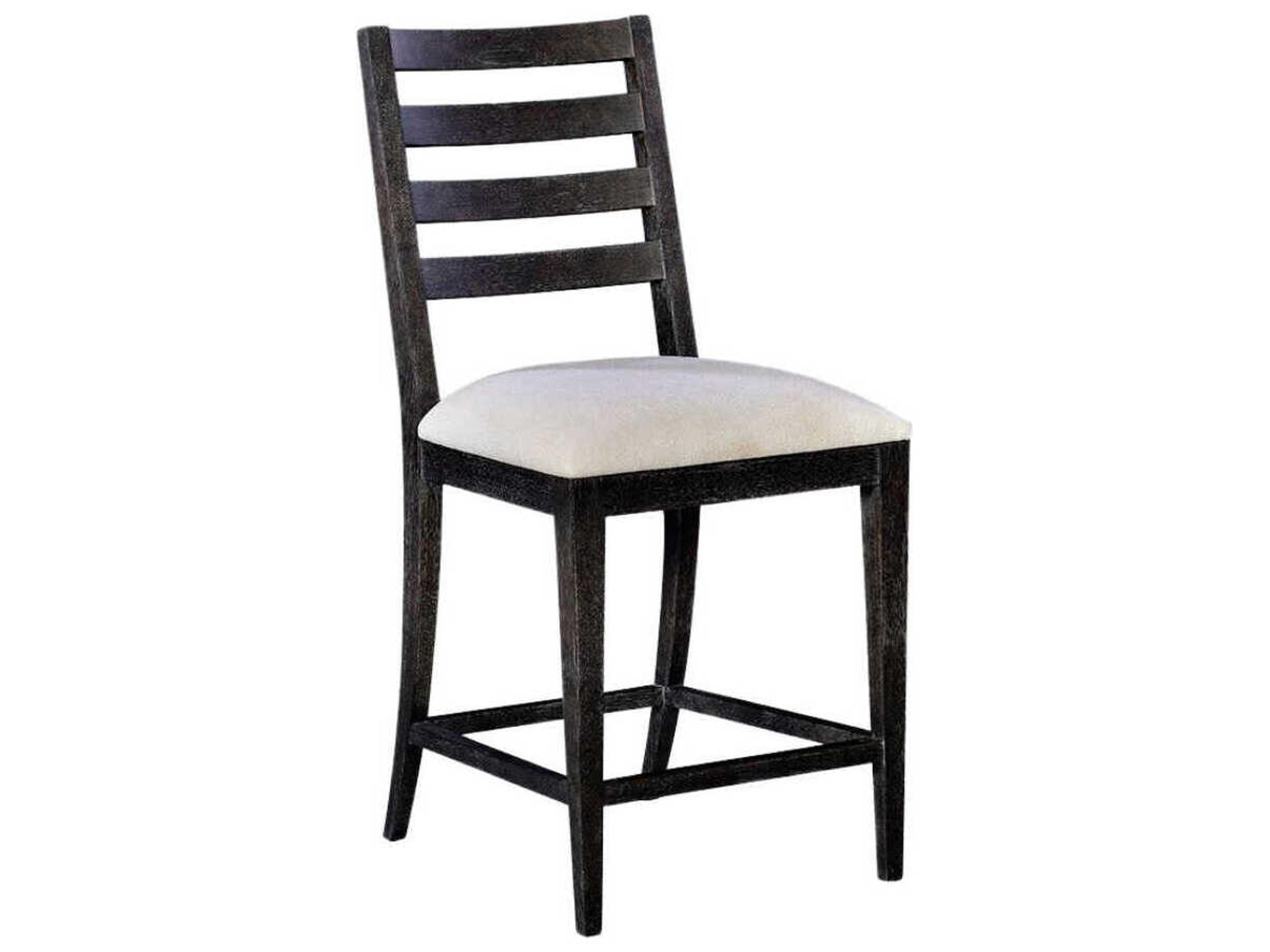 Oliver Home Ribbon-I Midnight Upholstered Oak Wood Counter Stool