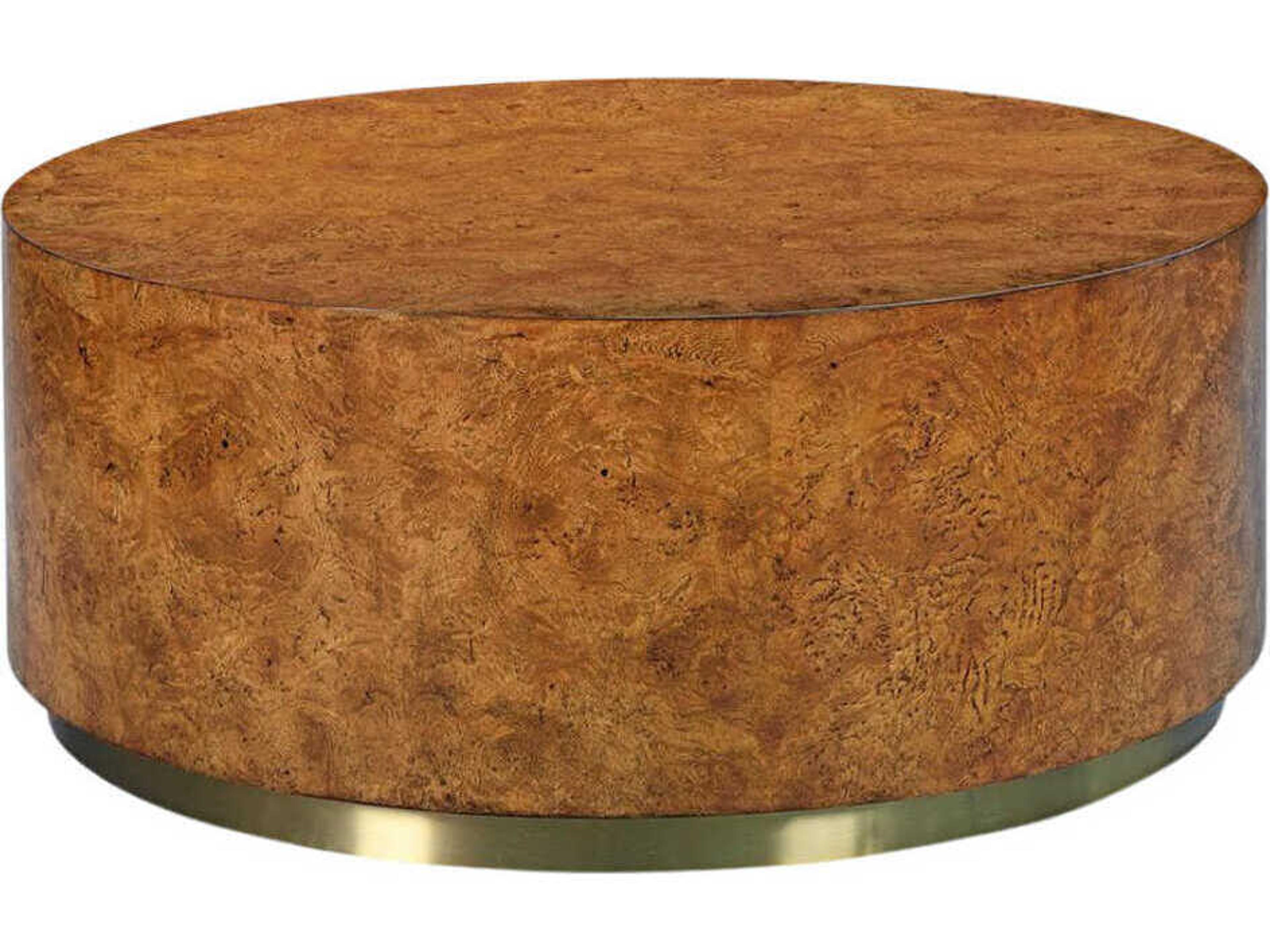 Oliver Home Regis Round Wood Chestnut Burl Coffee Table