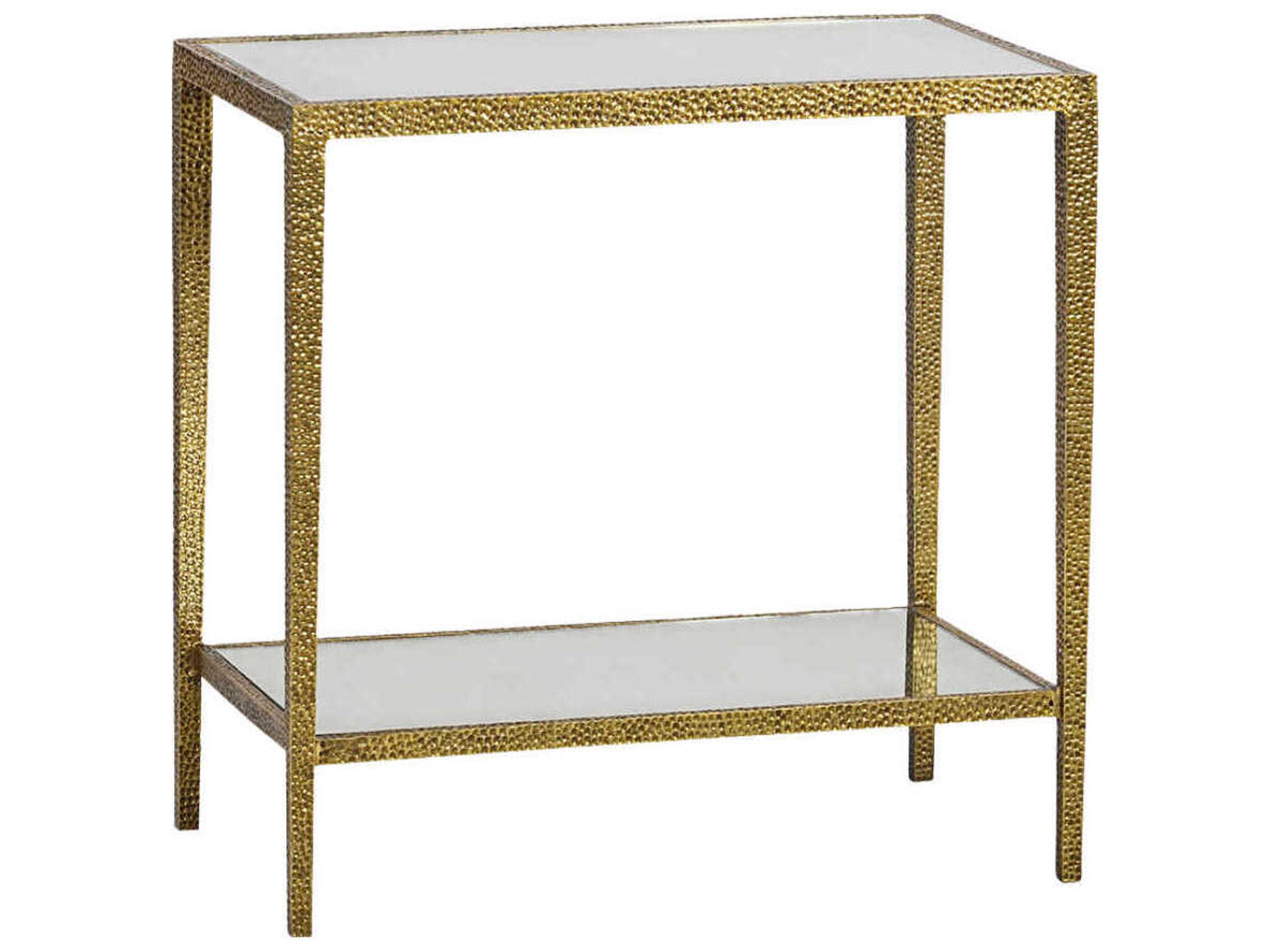 Oliver Home Avenue Rectangular Glass Burnished Brass End Table