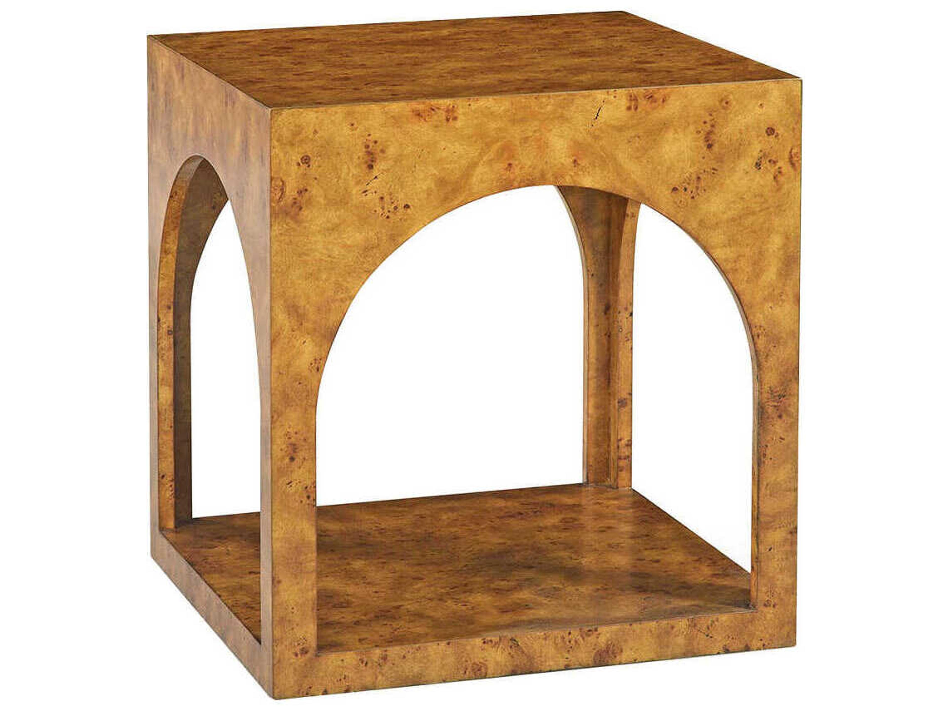 Oliver Home Arch Square Wood Rustic Burl End Table