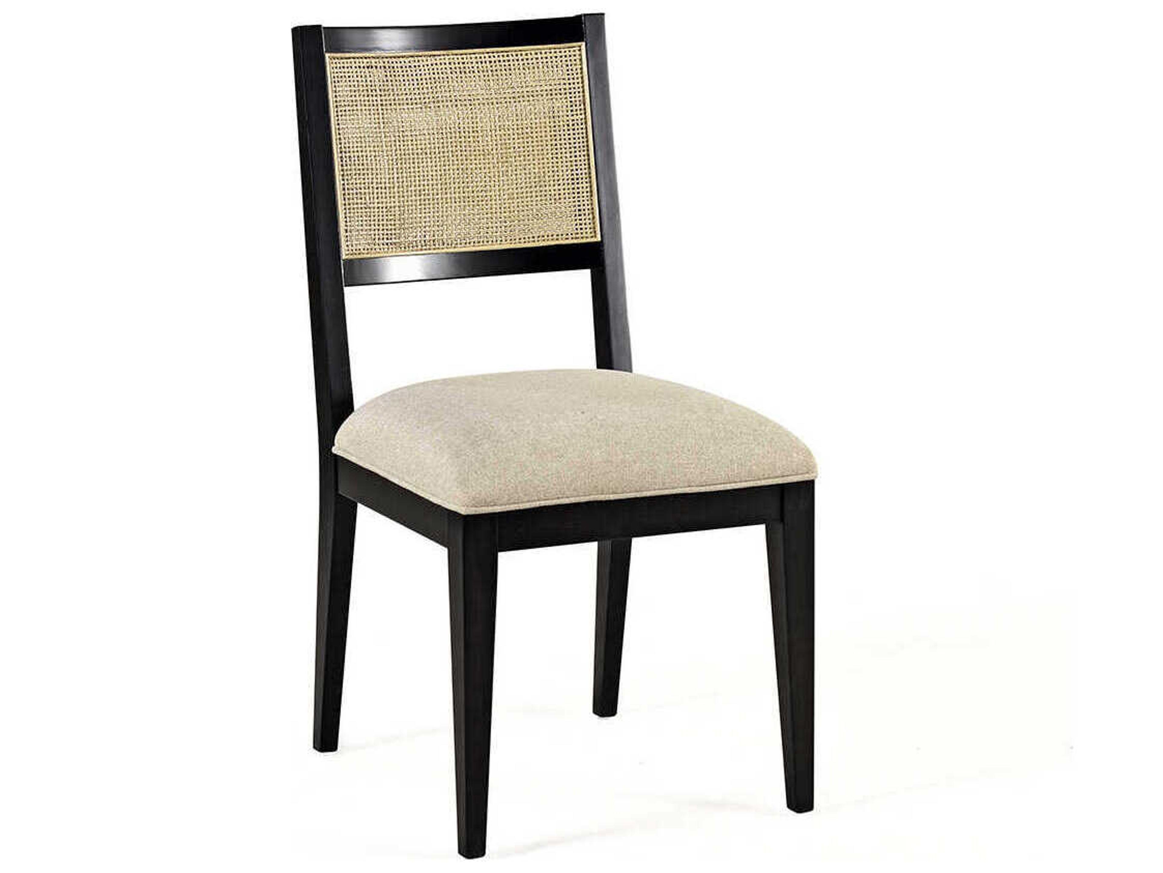 Oliver Home Caine-II Acacia Wood Black Upholstered Armless Dining Chair