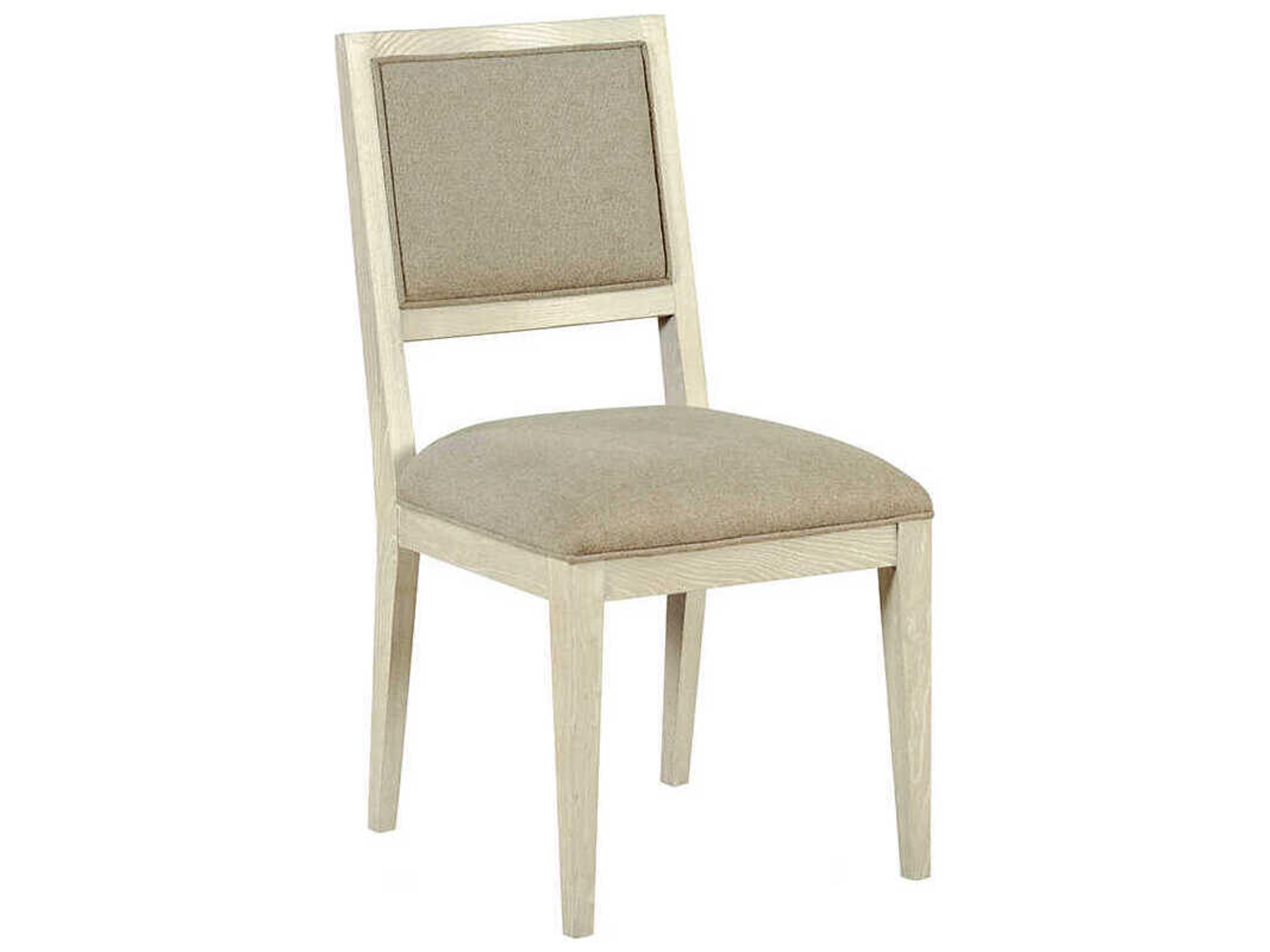 Oliver Home Stanford Oak Wood Beige Upholstered Armless Dining Chair