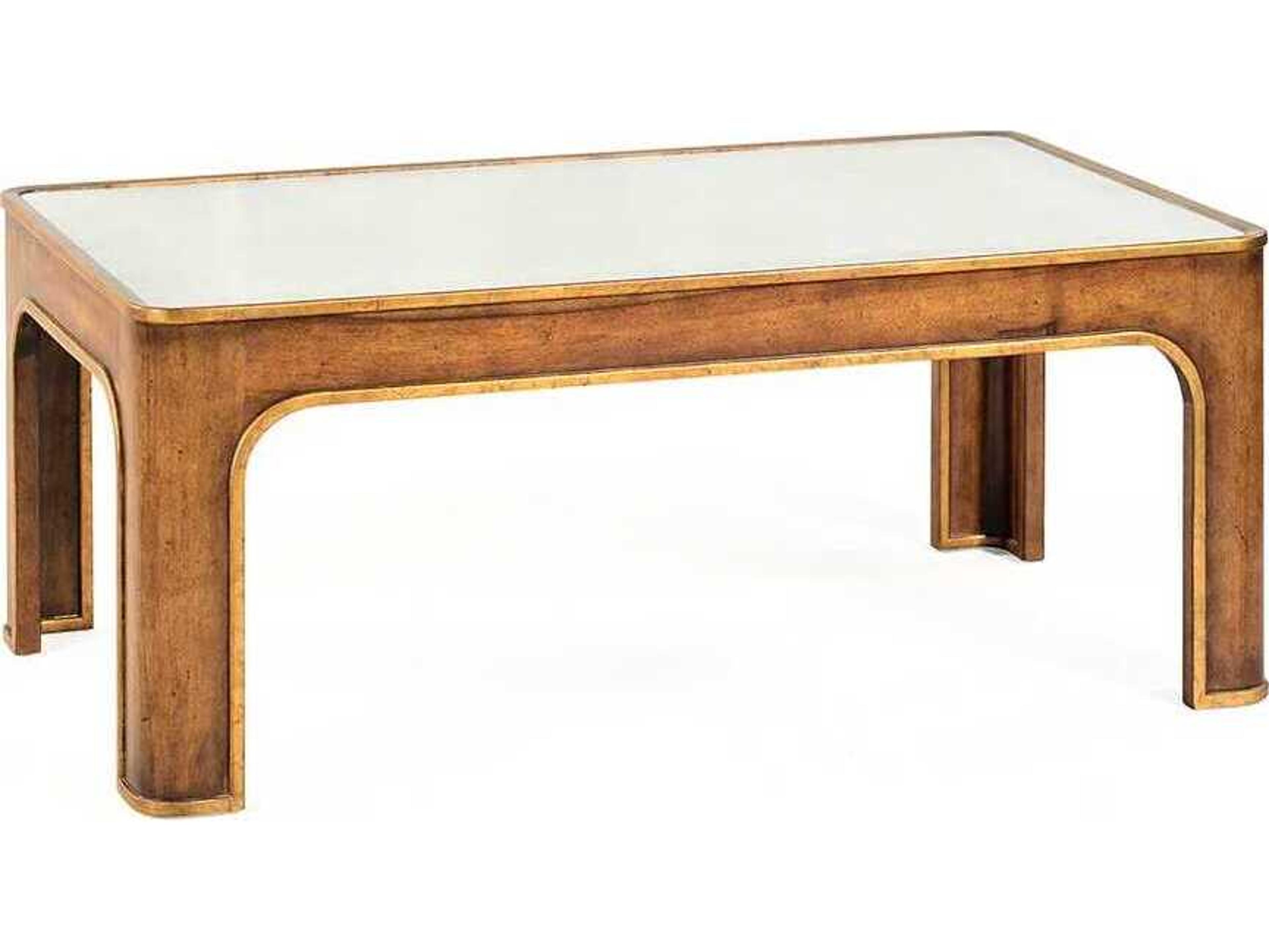 Oliver Home Rome Rectangular Glass Autumn Gold Leaf Coffee Table