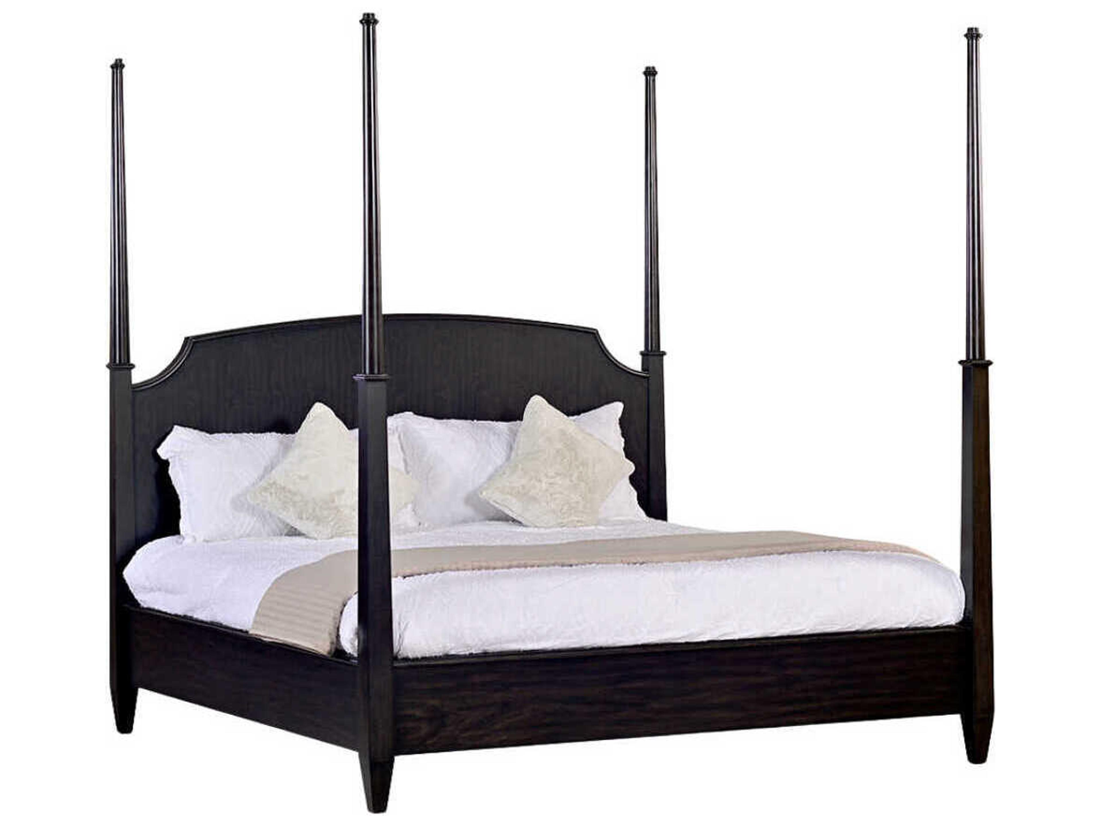 Oliver Home Thames Espresso Black Acacia Wood King Four Poster Bed