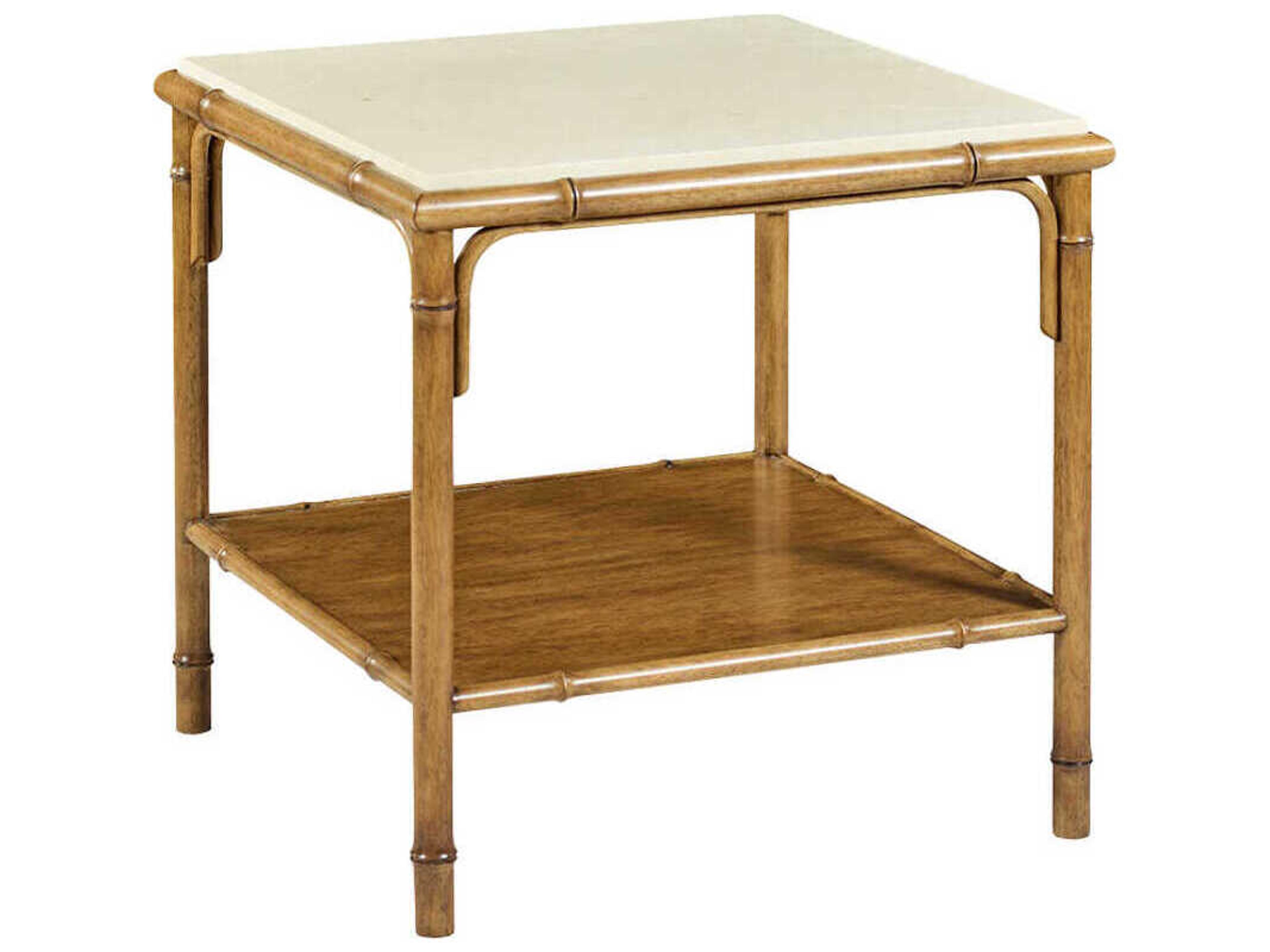 Oliver Home Bamboo Square Bateig Fantasia Marble End Table
