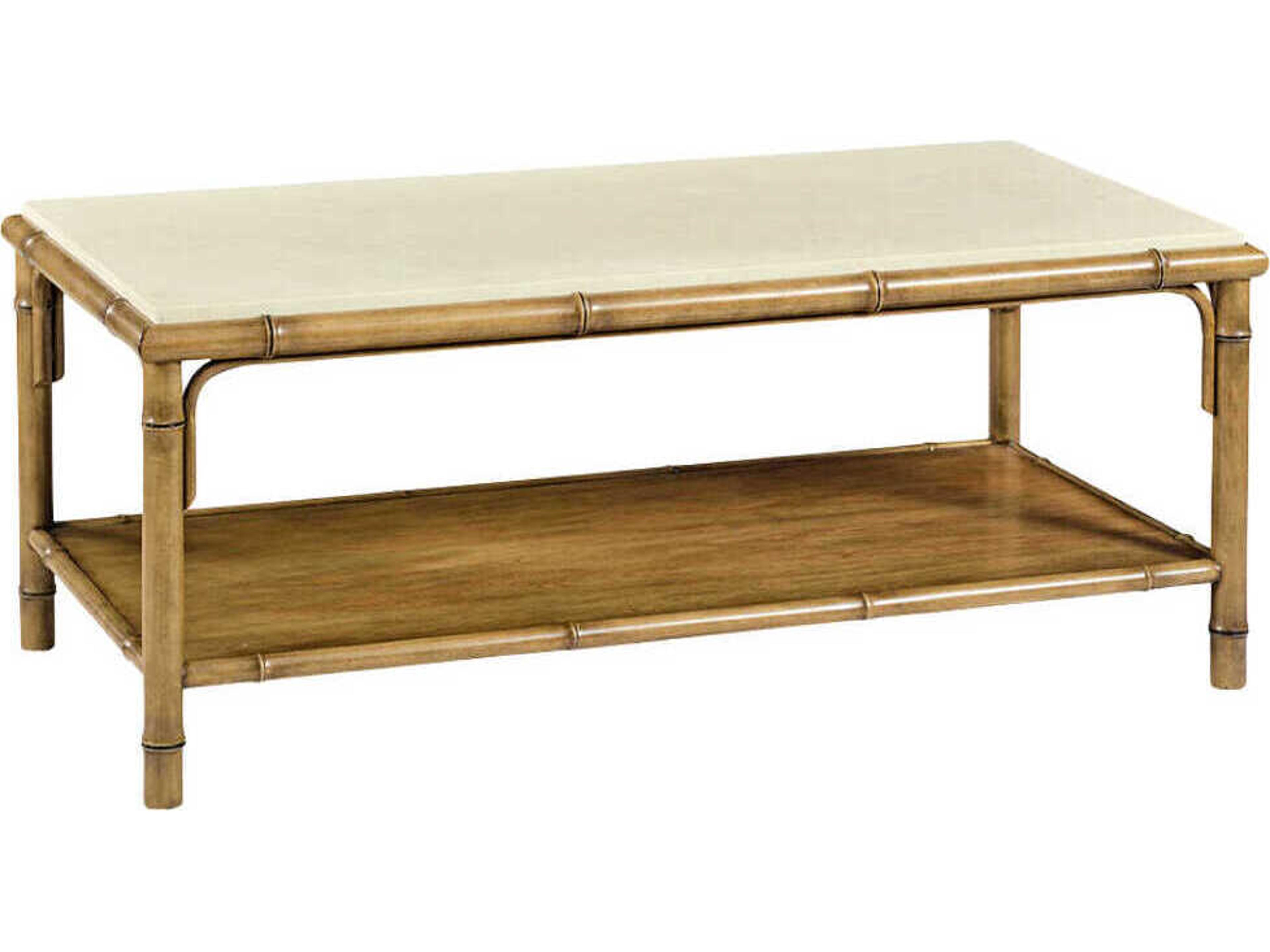 Oliver Home Bamboo Rectangular Bateig Fantasia Marble Coffee Table