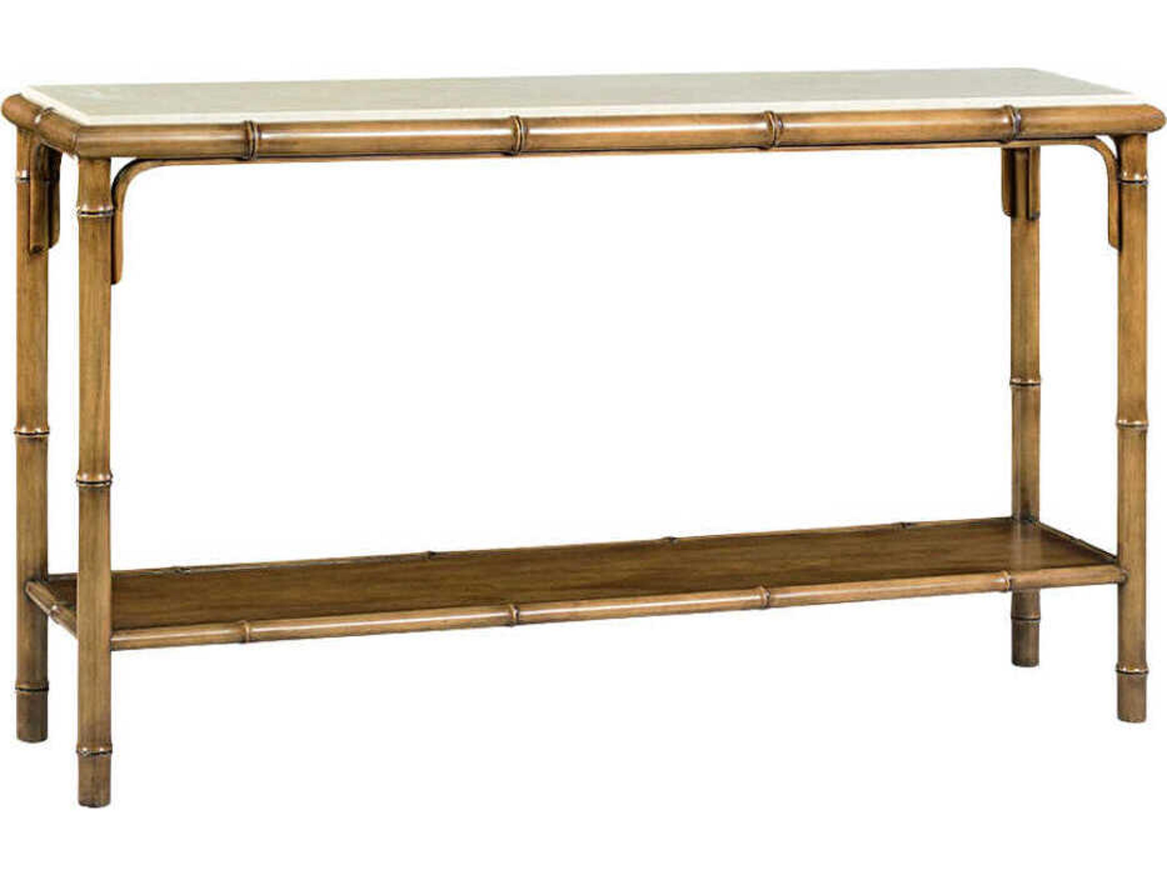 Oliver Home Bamboo Rectangular Bateig Fantasia Marble Console Table