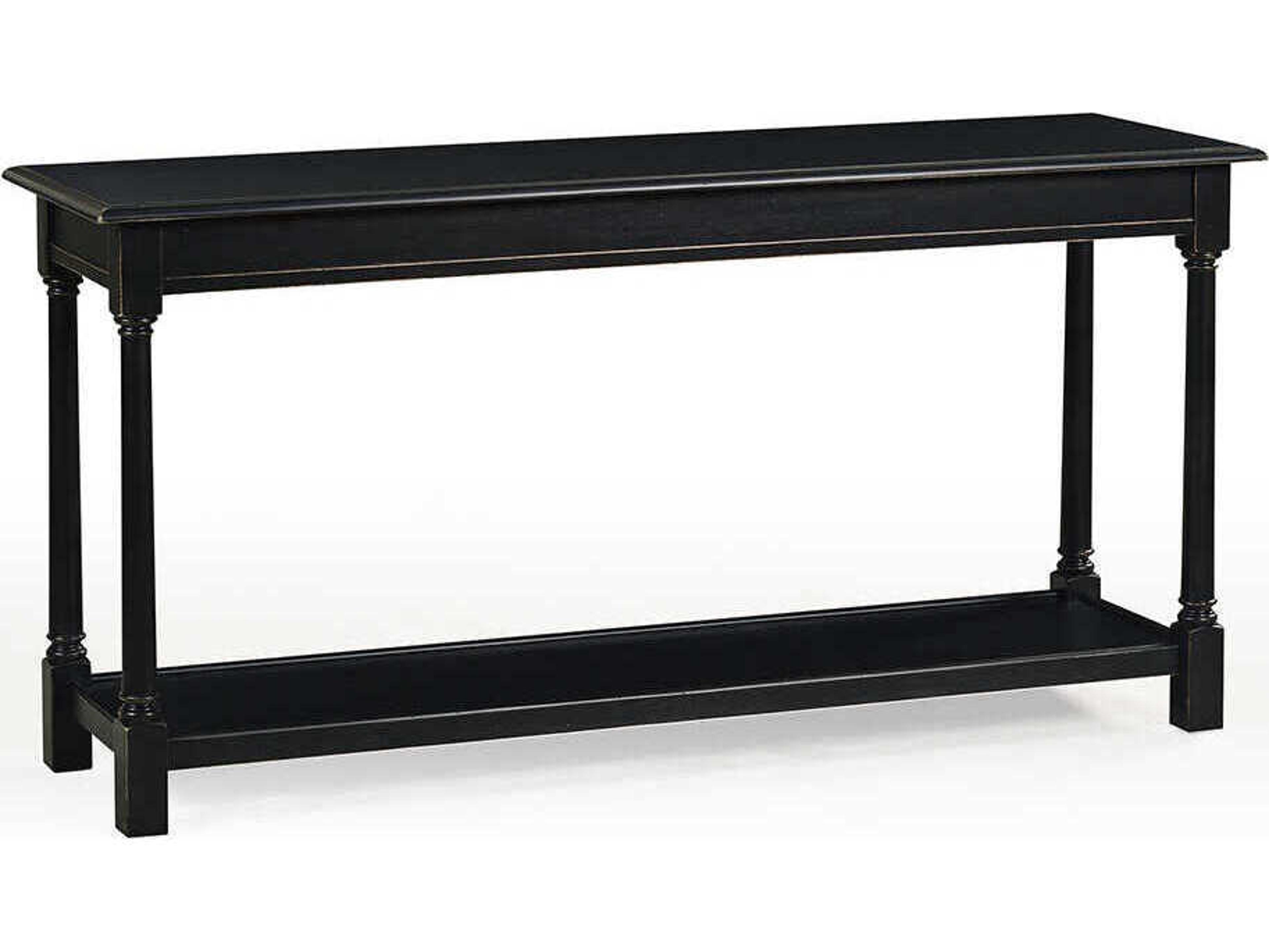 Oliver Home Diana Rectangular Wood Ebony Console Table