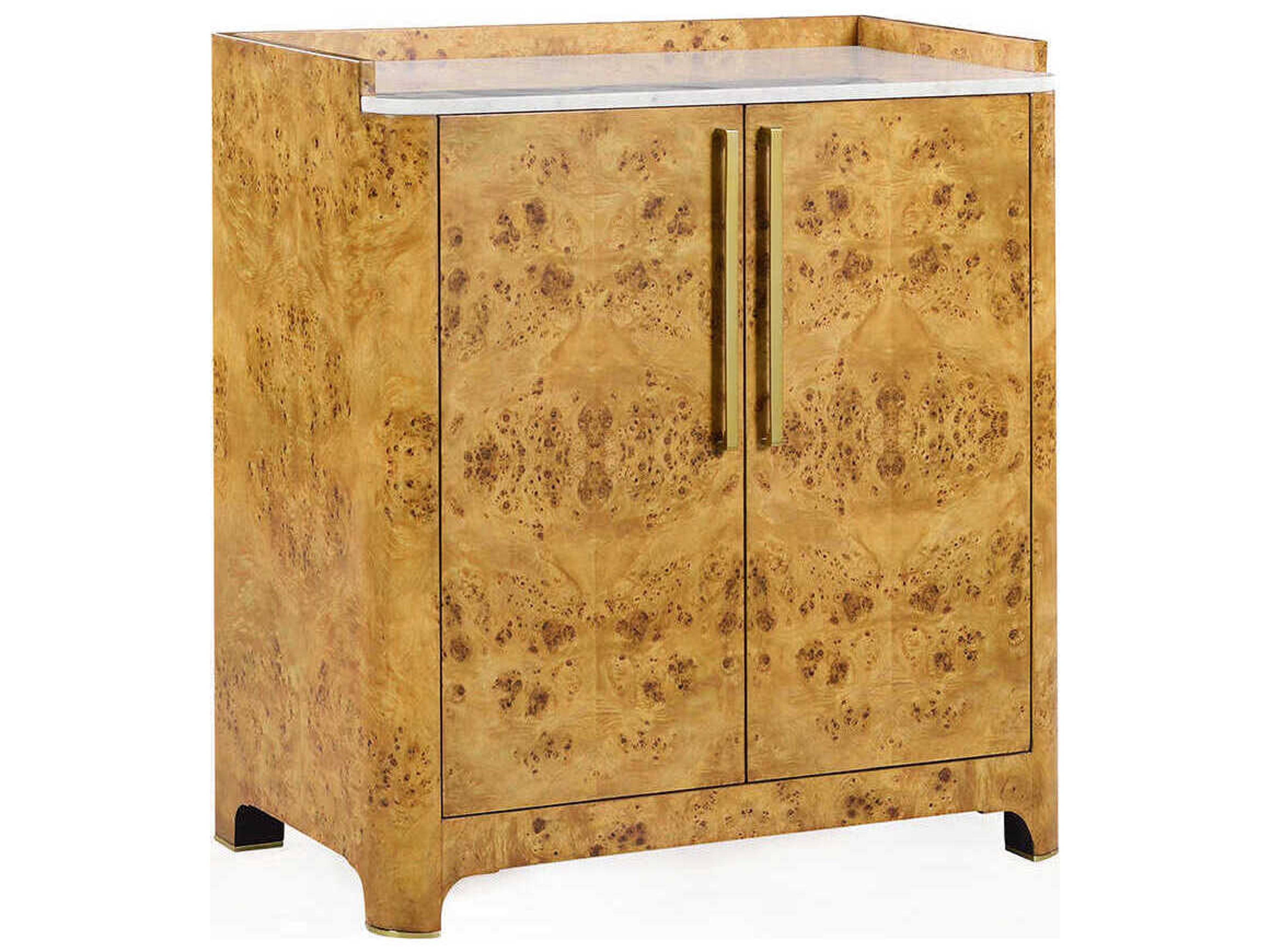 Oliver Home Syracuse Brown Burlwood Honey Burl Bar Cabinet