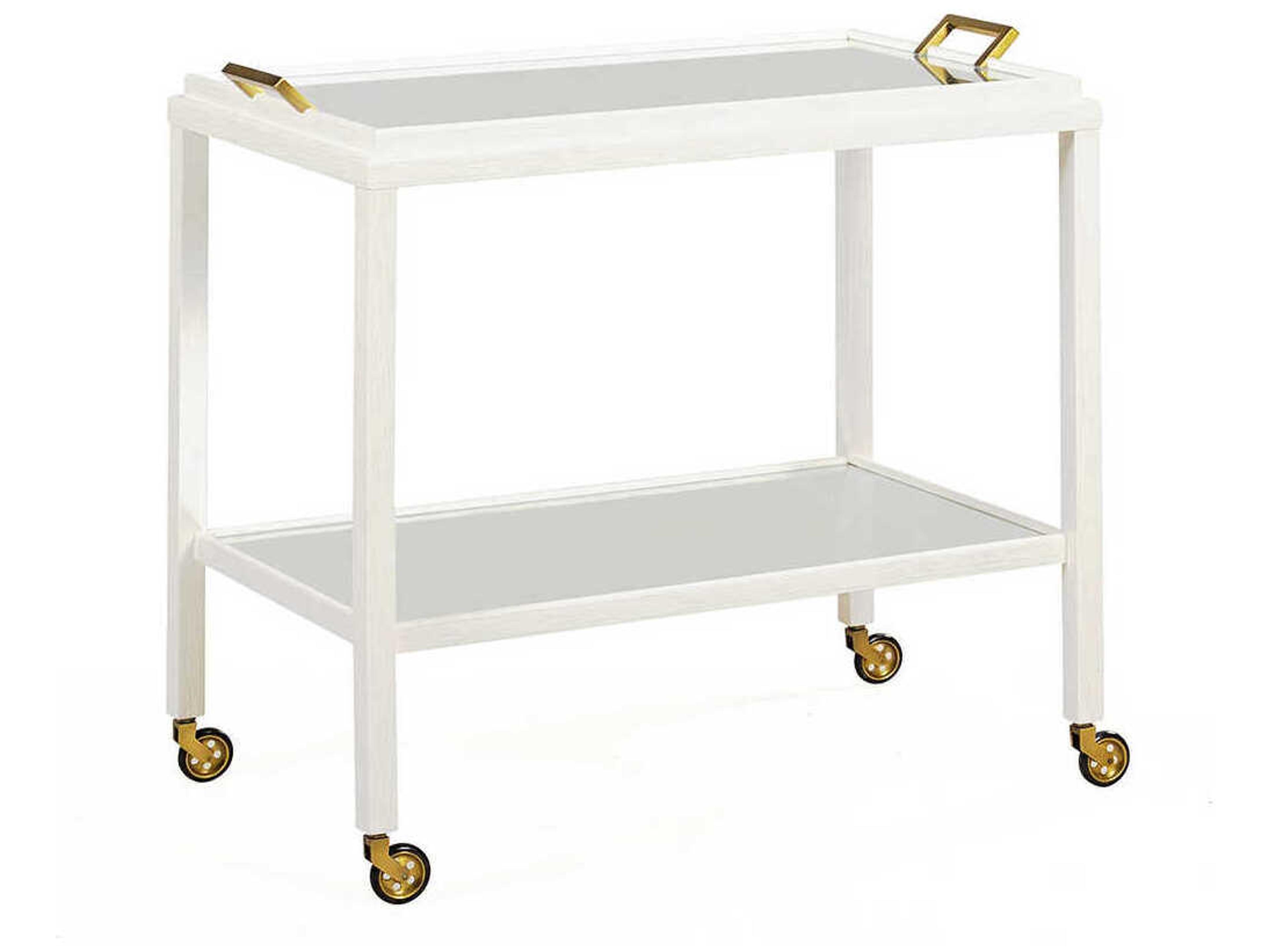 Oliver Home Alameda Wood White Drift Bar Cart