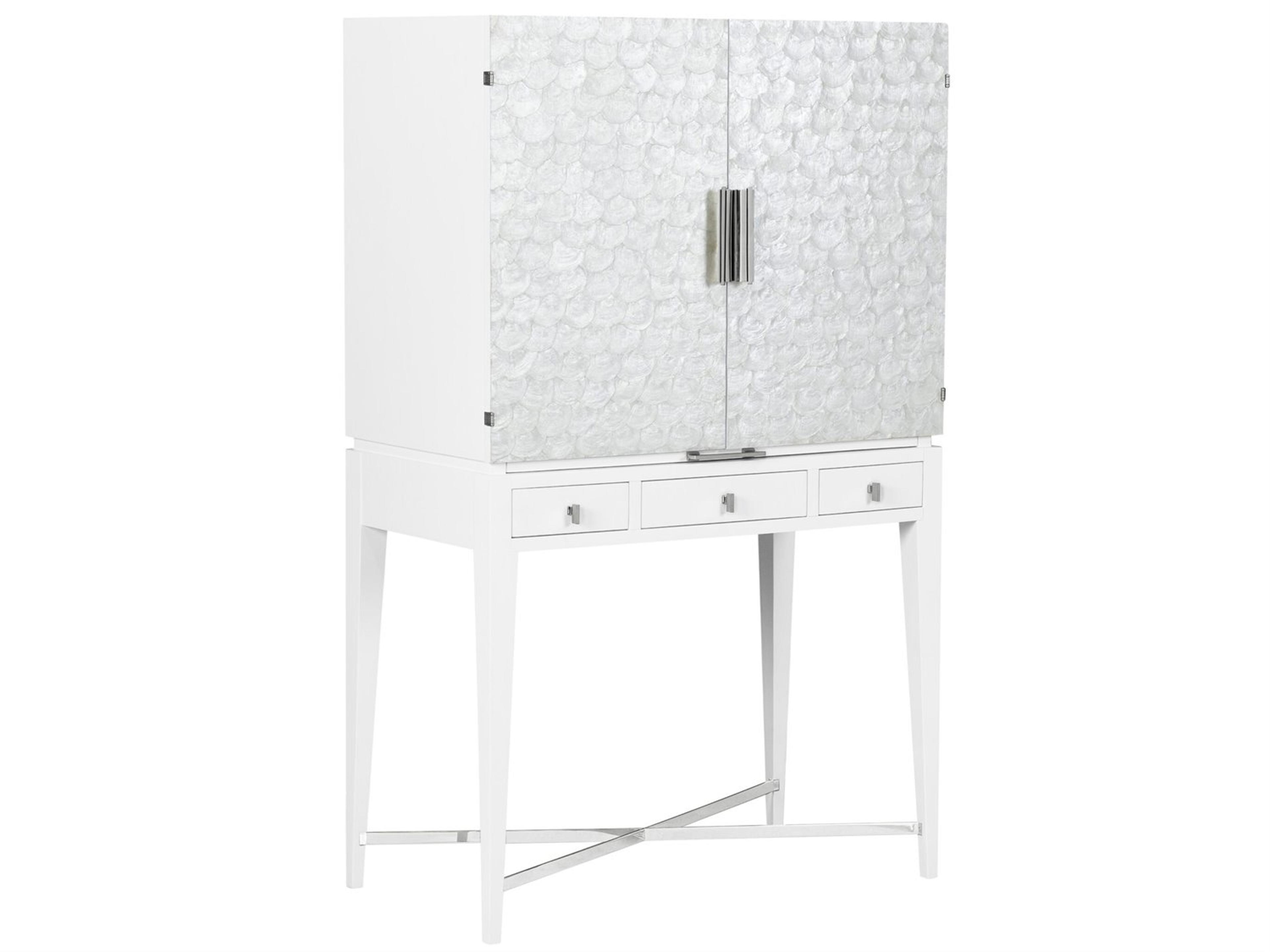 Oliver Home White Acacia Wood Bar Cabinet